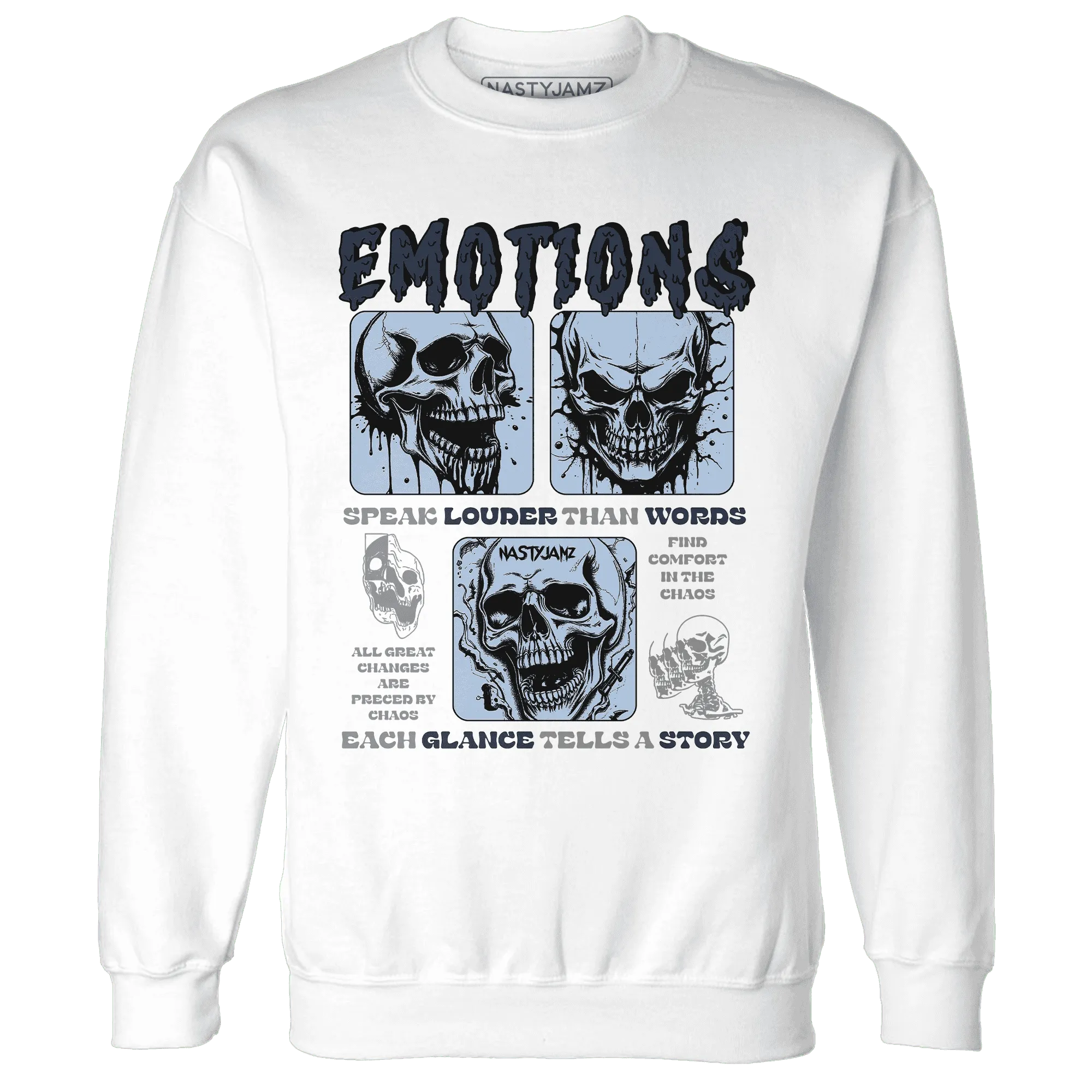White-Navy-6s-NastyJamz-Sweatshirt-Match-Emotions-Skull