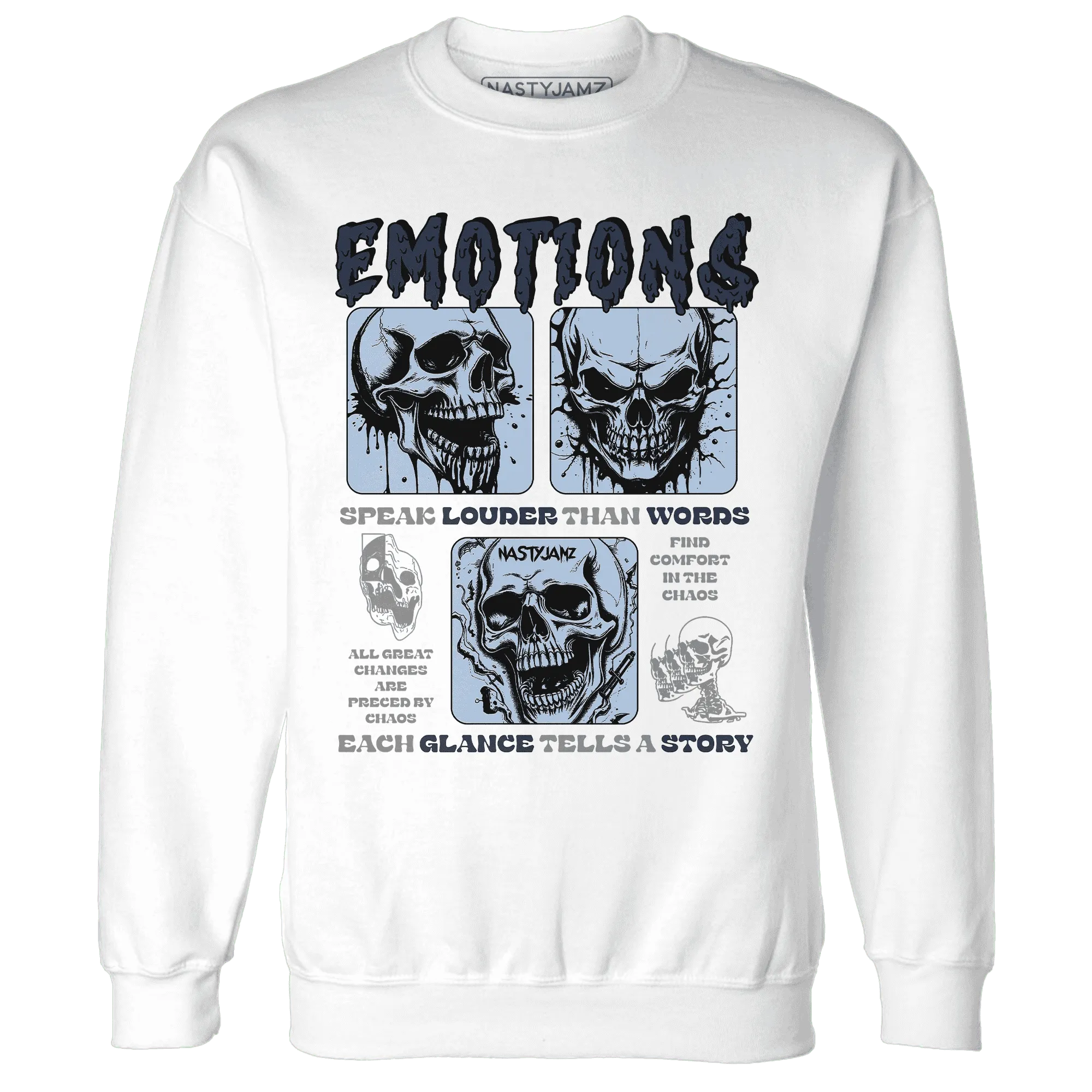 NastyJamz-White-Navy-6s-Sweatshirt-Match-Emotions-Skull