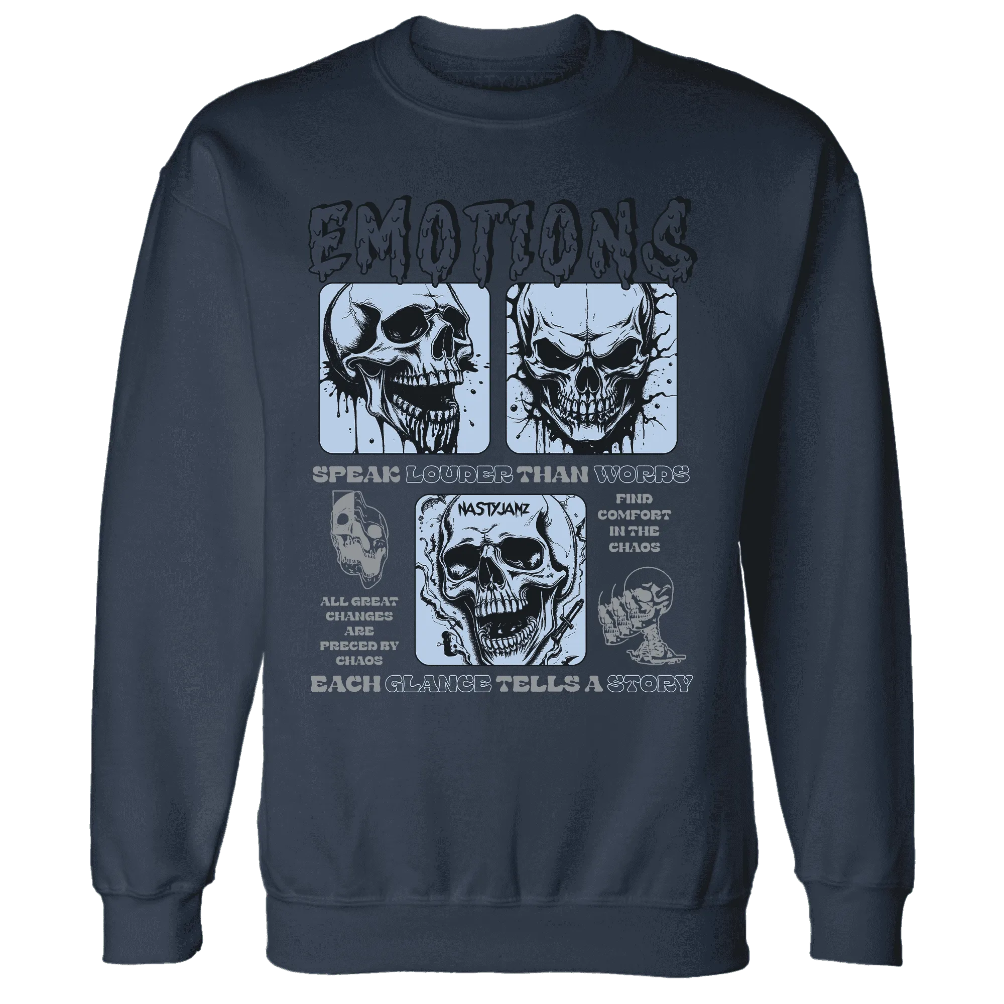 NastyJamz-White-Navy-6s-Sweatshirt-Match-Emotions-Skull