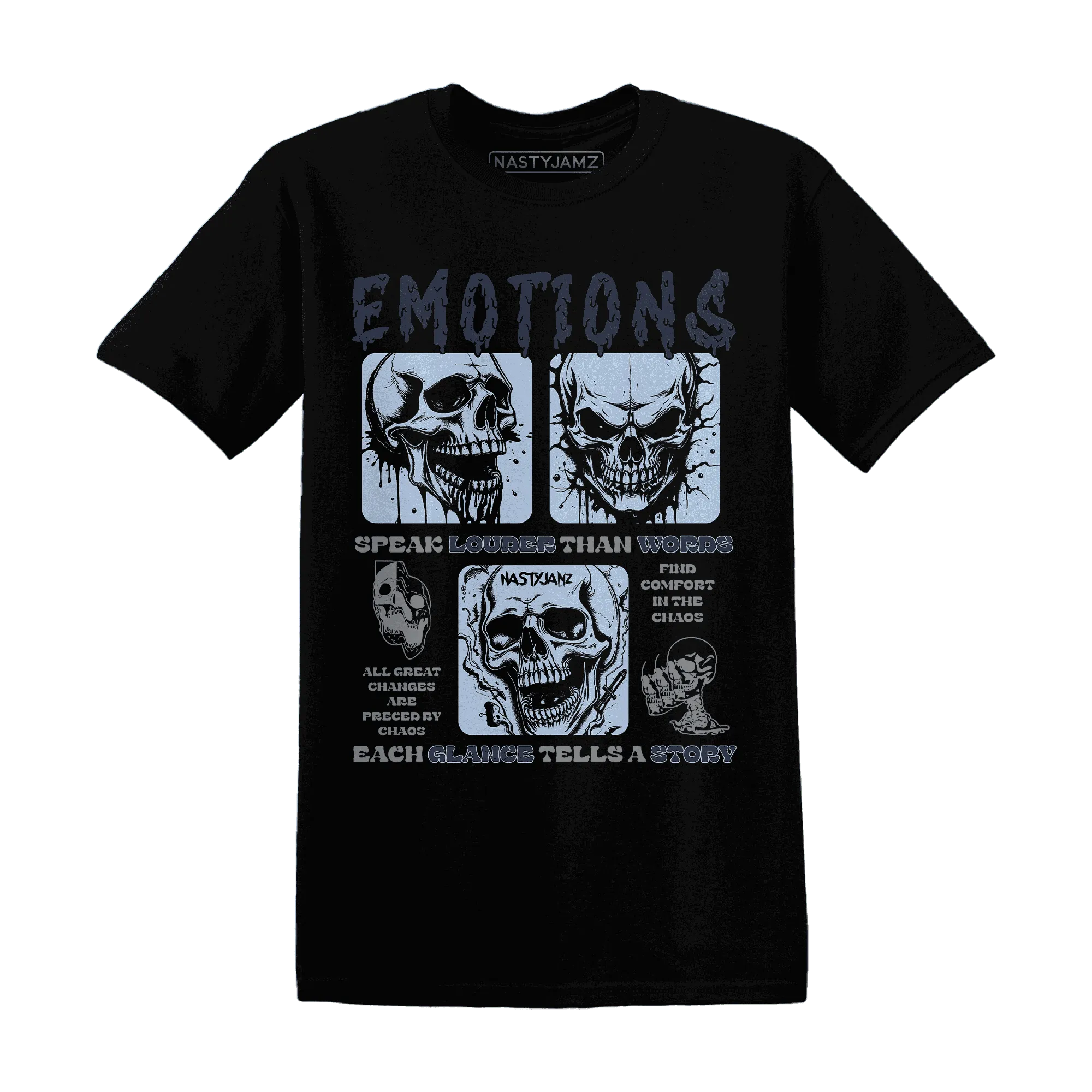 White-Navy-6s-NastyJamz-T-Shirt-Match-Emotions-Skull