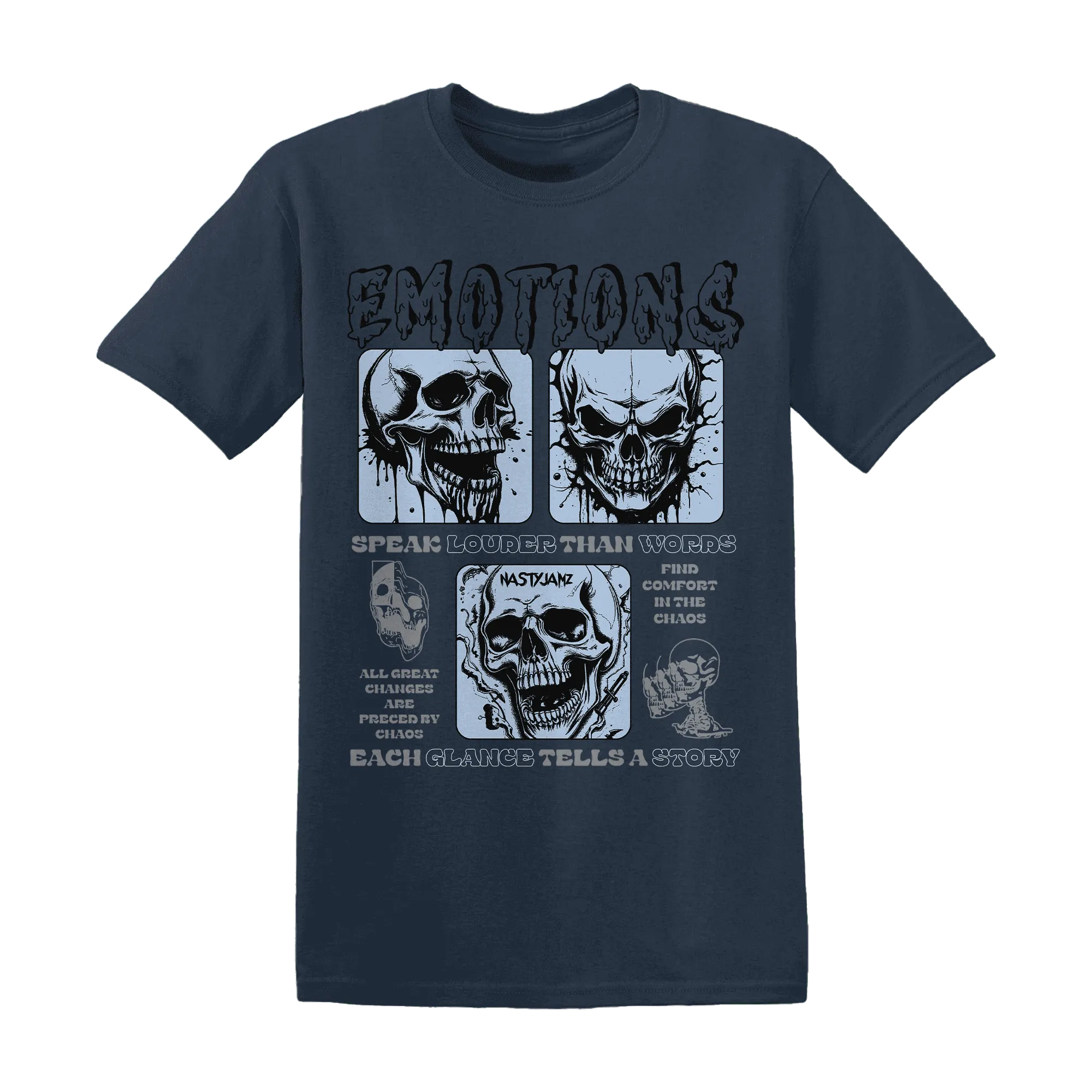 NastyJamz-White-Navy-6s-T-Shirt-Match-Emotions-Skull
