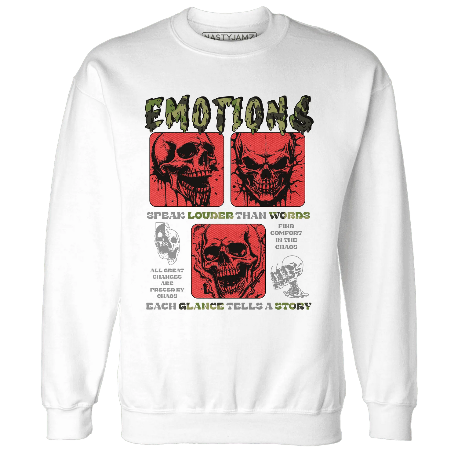 AM-90-Dark-Sage-Solar-Red-NastyJamz-Sweatshirt-Match-Emotions-Skull