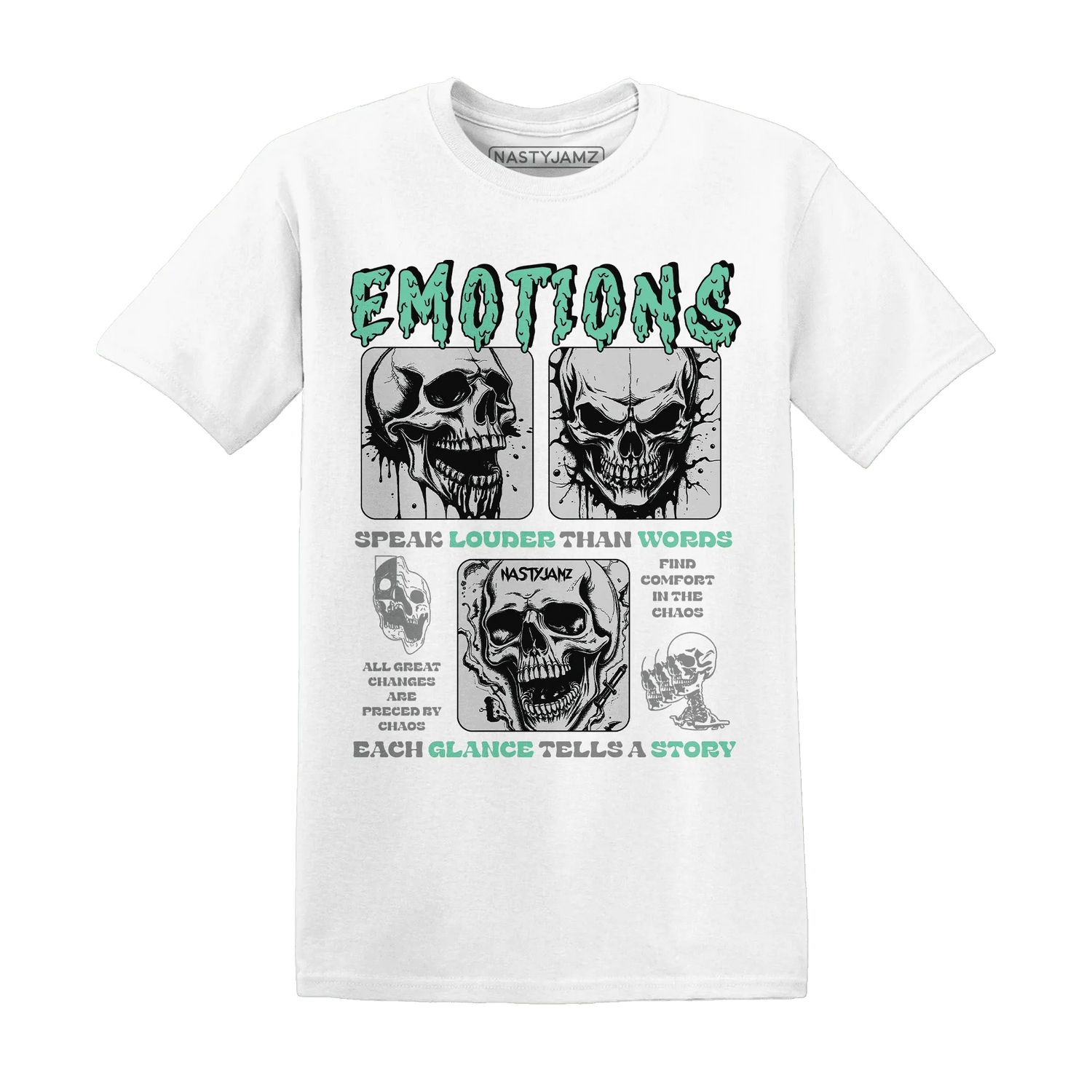 Green-Glow-3s-NastyJamz-T-Shirt-Match-Emotions-Skull