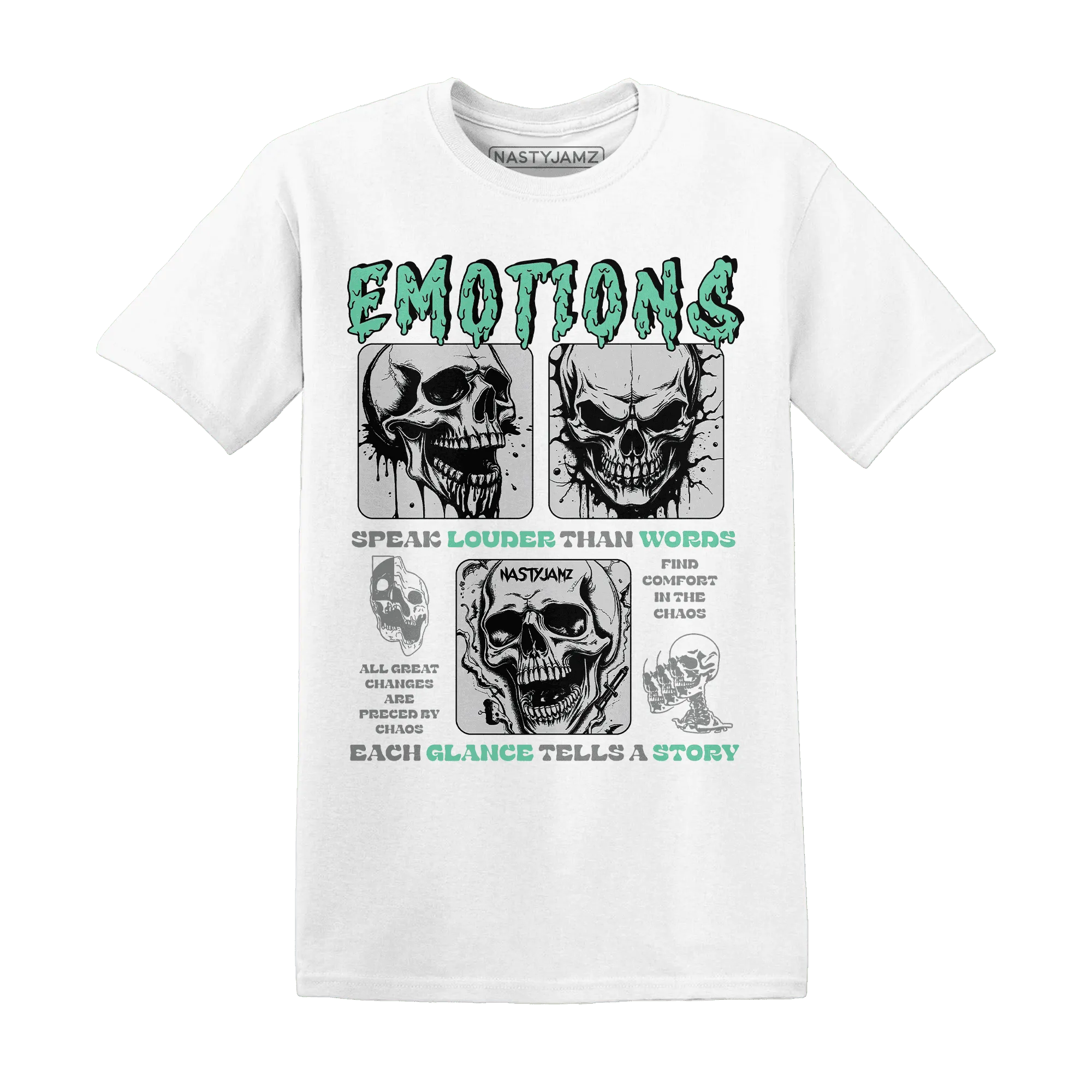 NastyJamz-Green-Glow-3s-T-Shirt-Match-Emotions-Skull