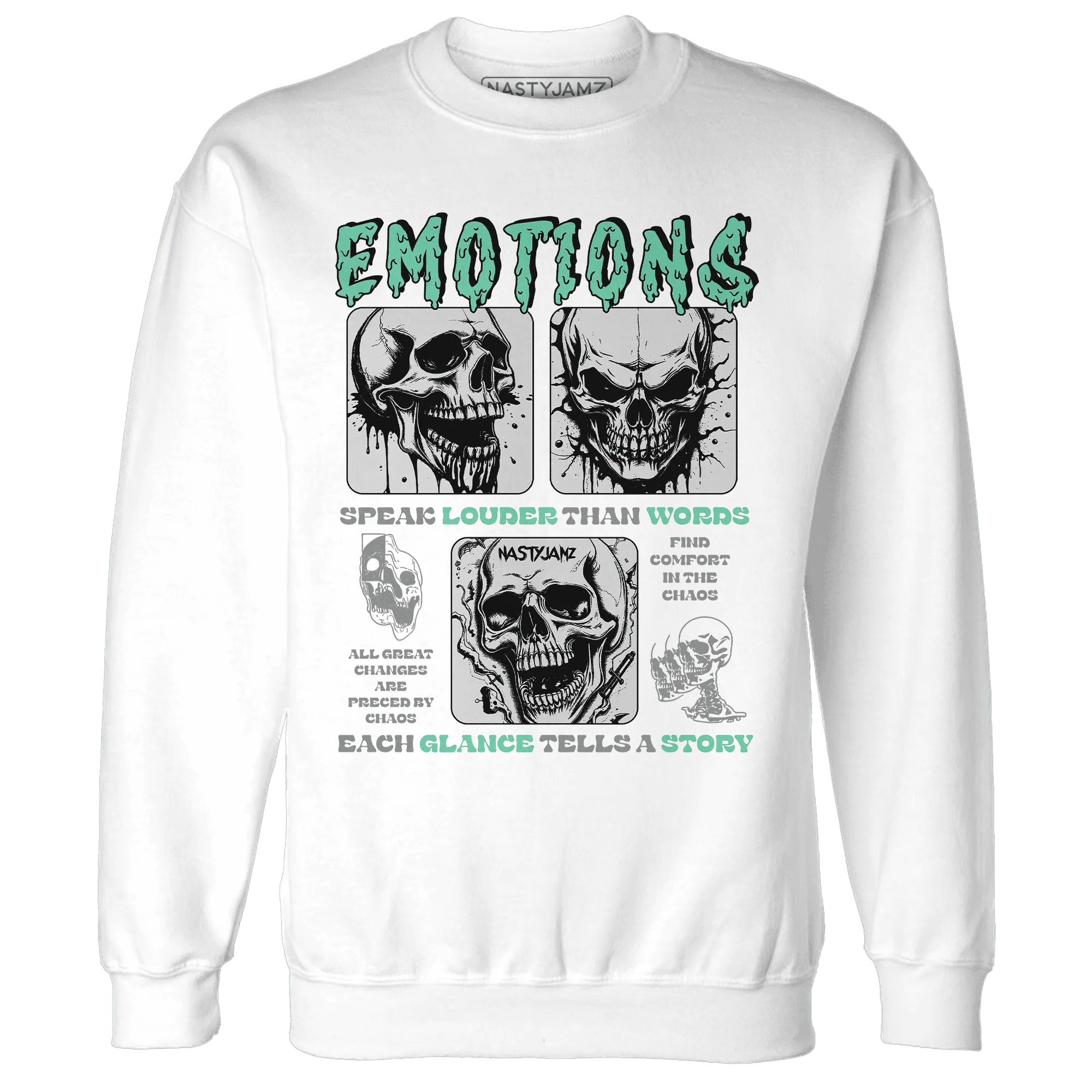 NastyJamz-Green-Glow-3s-Sweatshirt-Match-Emotions-Skull