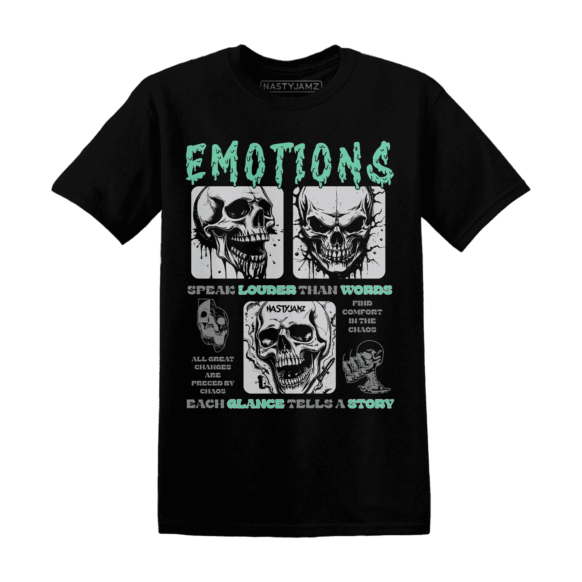 NastyJamz-Green-Glow-3s-T-Shirt-Match-Emotions-Skull