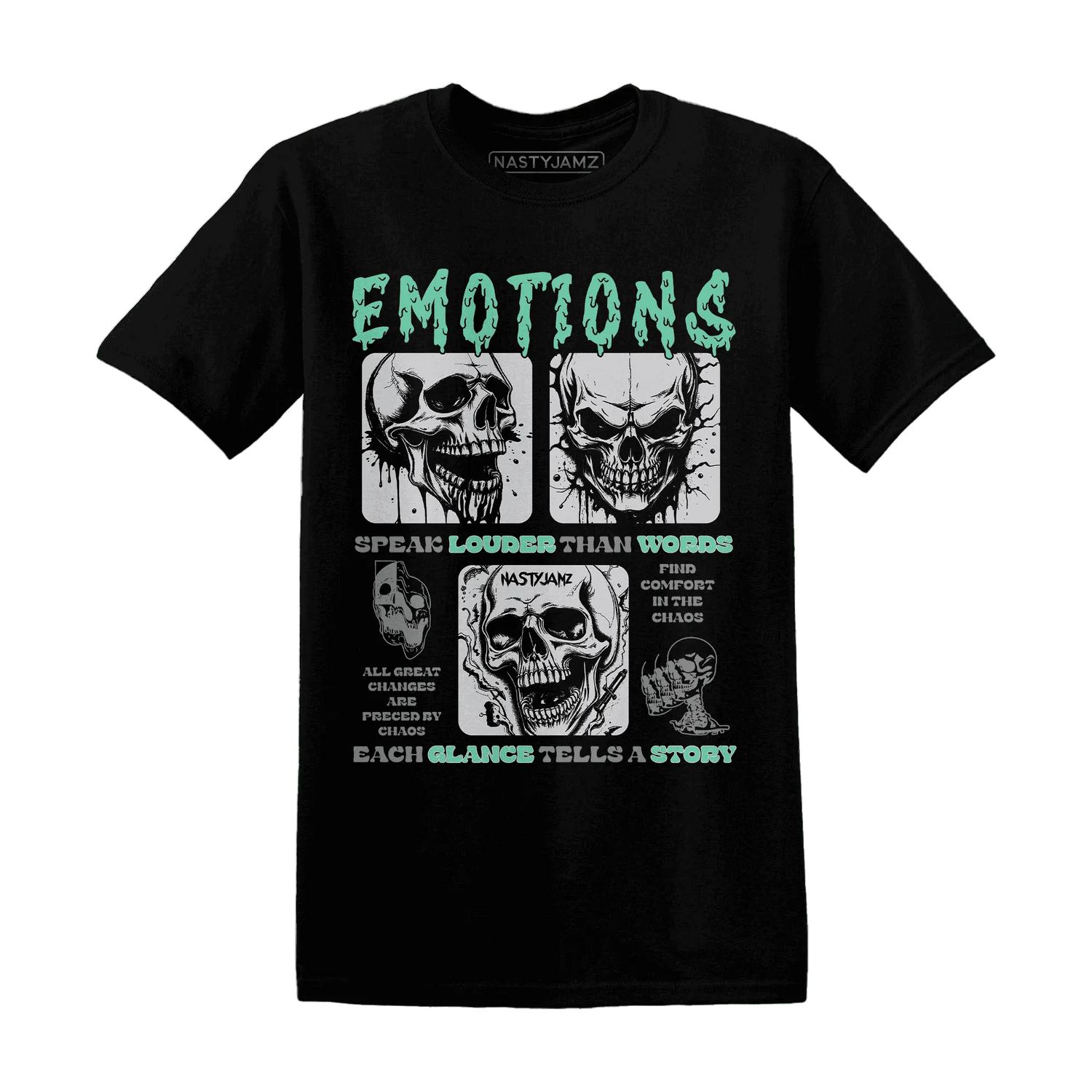 Green-Glow-3s-NastyJamz-T-Shirt-Match-Emotions-Skull