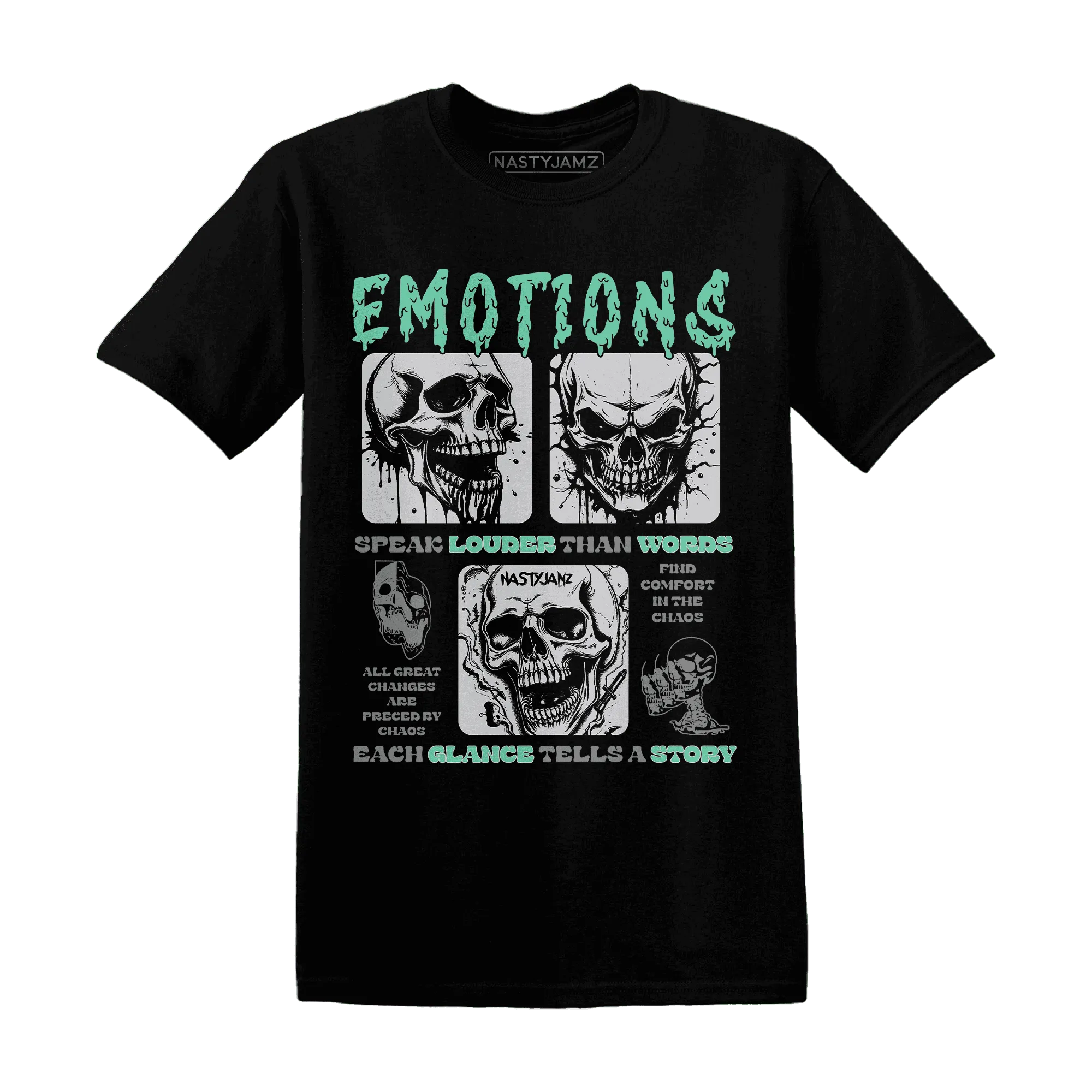 Green-Glow-3s-NastyJamz-T-Shirt-Match-Emotions-Skull
