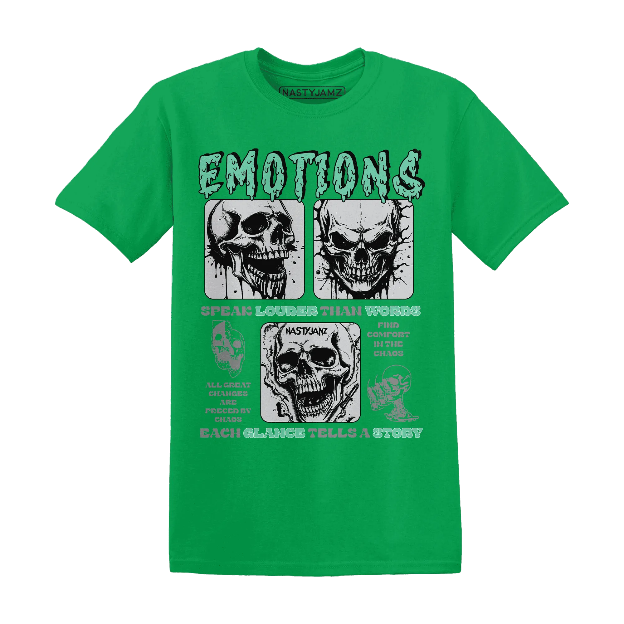 NastyJamz-Green-Glow-3s-T-Shirt-Match-Emotions-Skull