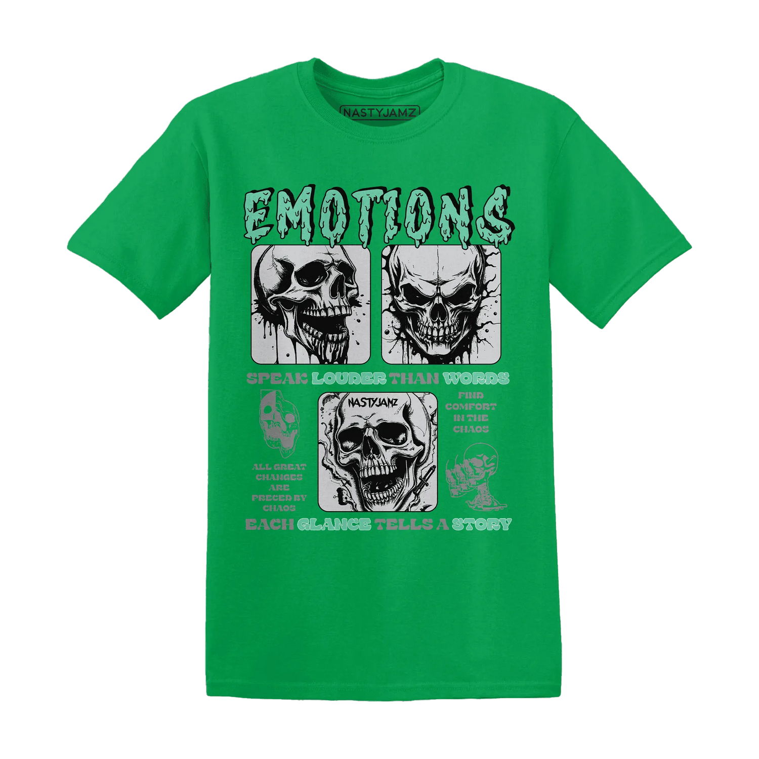 Green-Glow-3s-NastyJamz-T-Shirt-Match-Emotions-Skull
