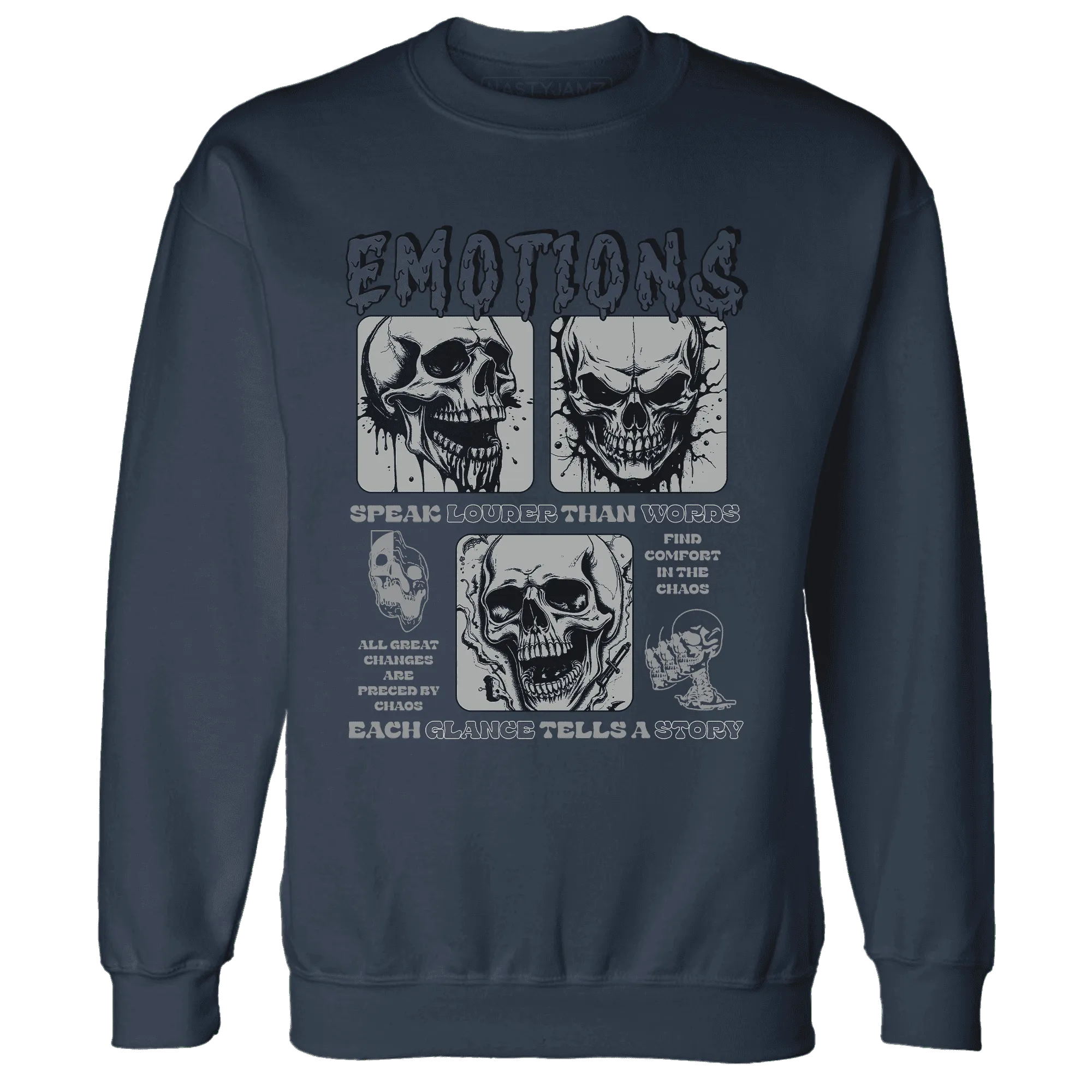 VaporMax-Plus-Midnight-Navy-White-Metallic-Silver-Sweatshirt-Match-Emotions-Skull