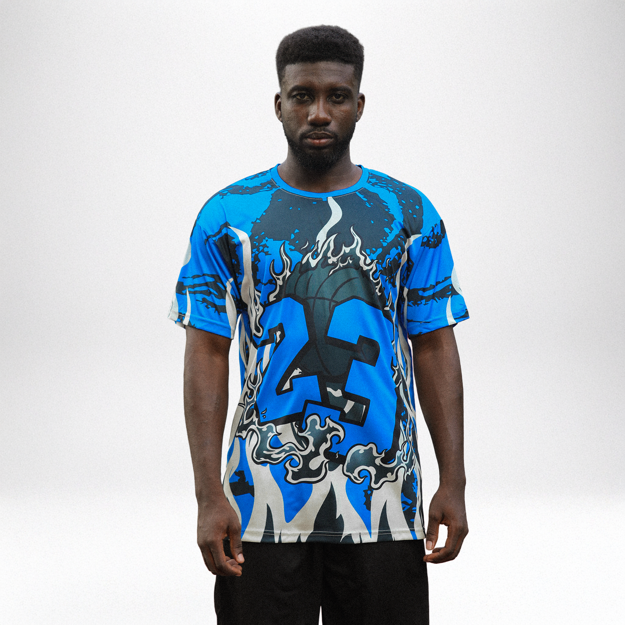 Rare Air 3s NastyJamz T Shirt Match 23 Burning Fire All-Over Print
