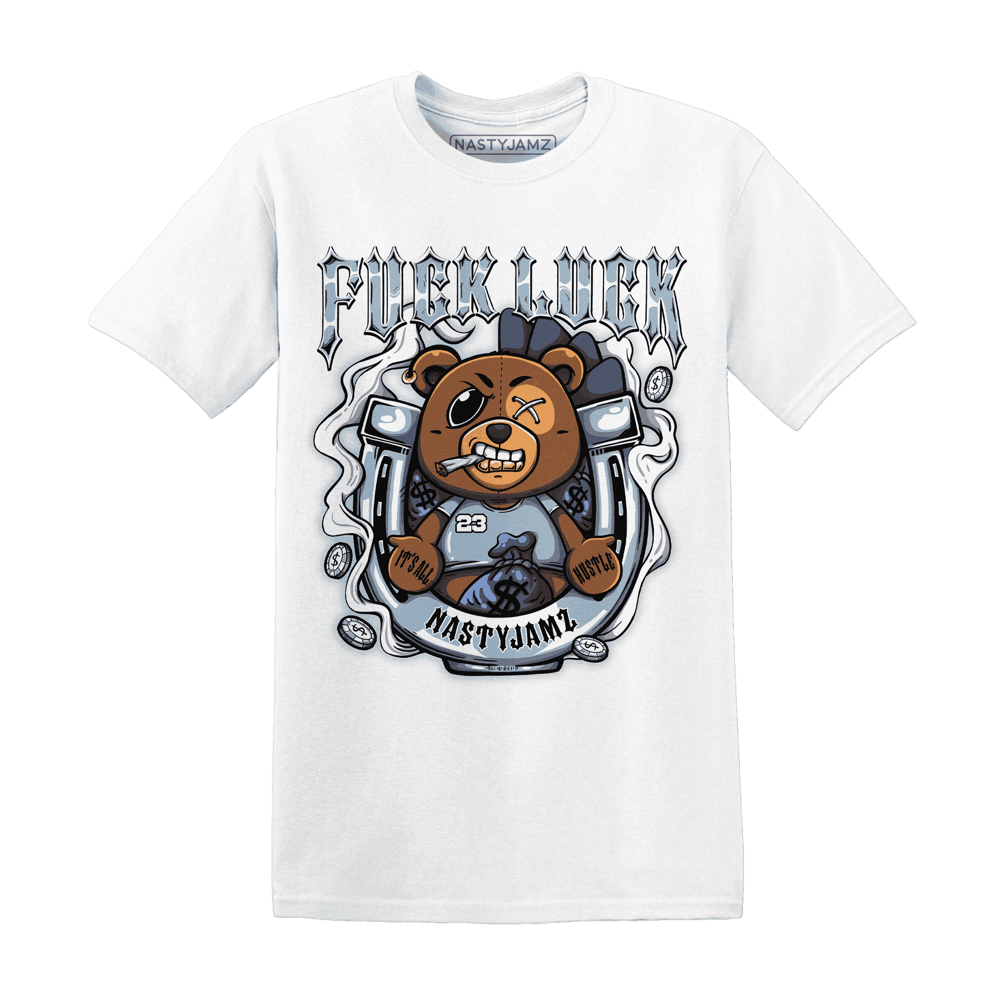 Mid Diffused Blue Grey 1s T Shirt Match F Luck BER - NastyJamz