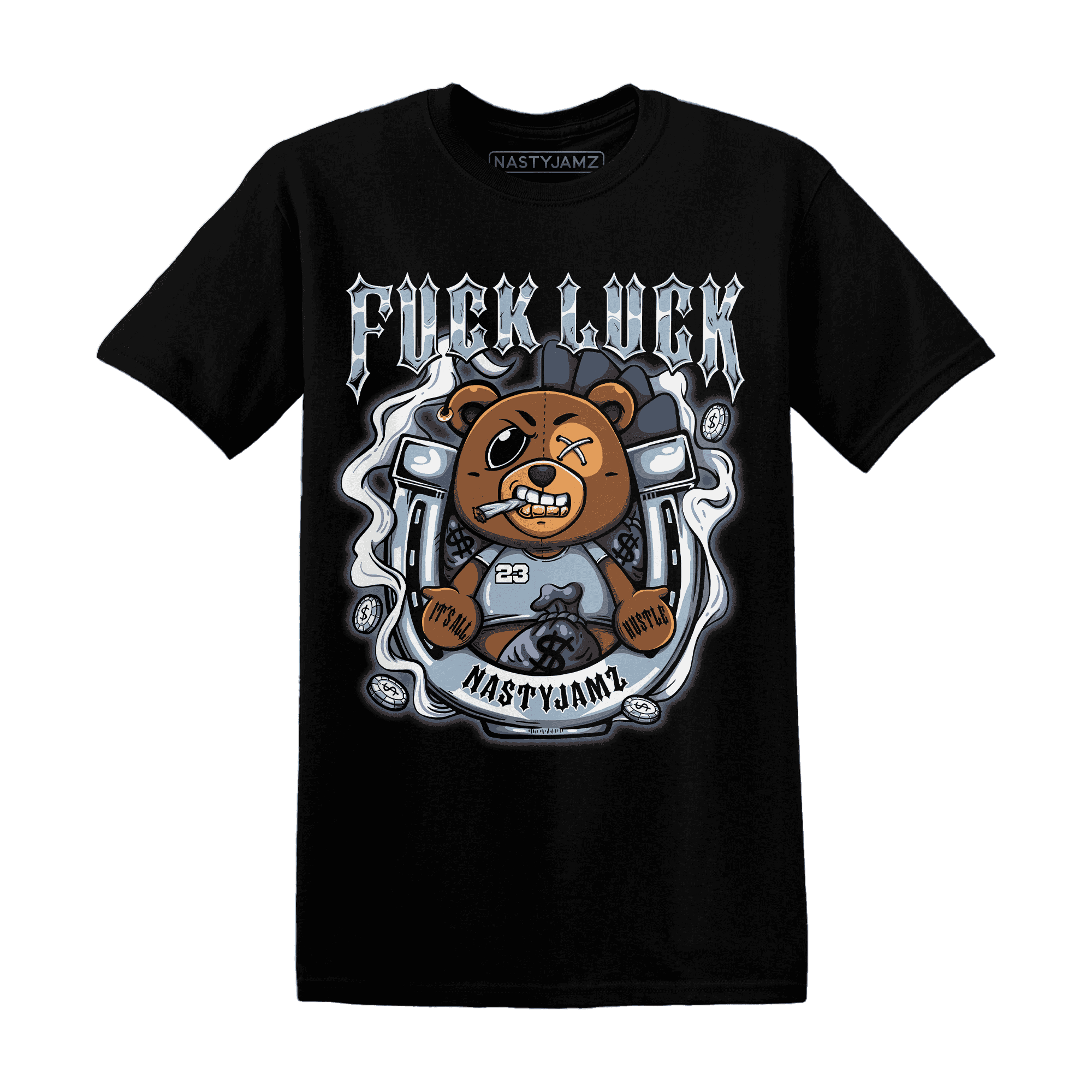 Mid Diffused Blue Grey 1s T Shirt Match F Luck BER - NastyJamz