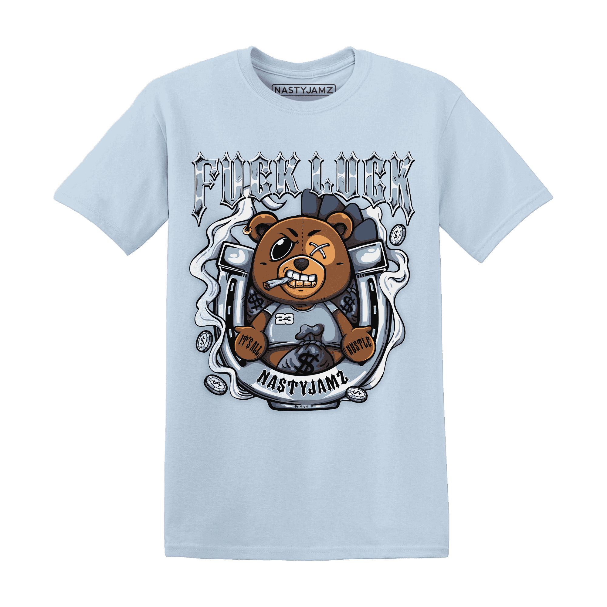 Mid Diffused Blue Grey 1s T Shirt Match F Luck BER - NastyJamz