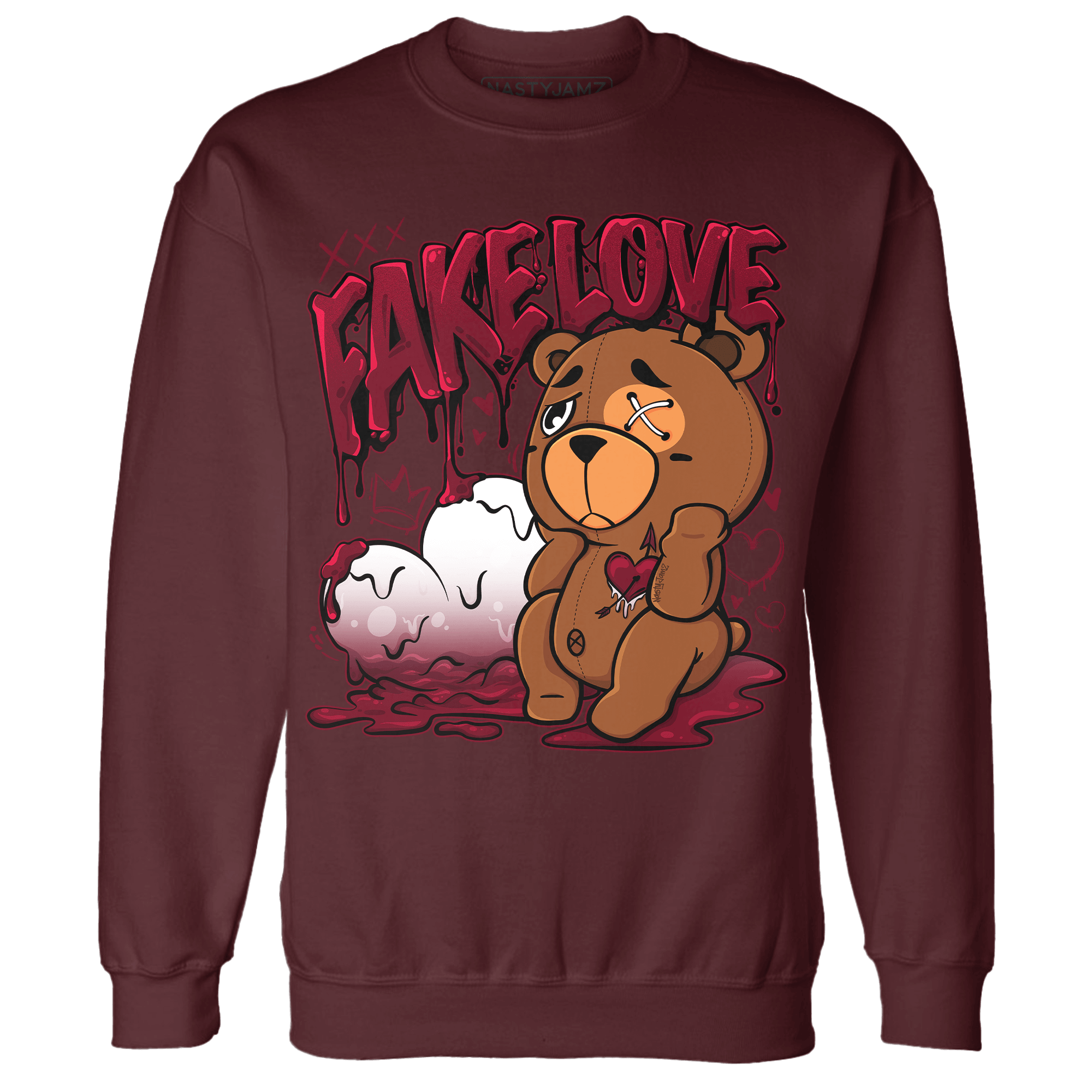 High White Team Red 1s Sweatshirt Match Fake Love BER - NastyJamz