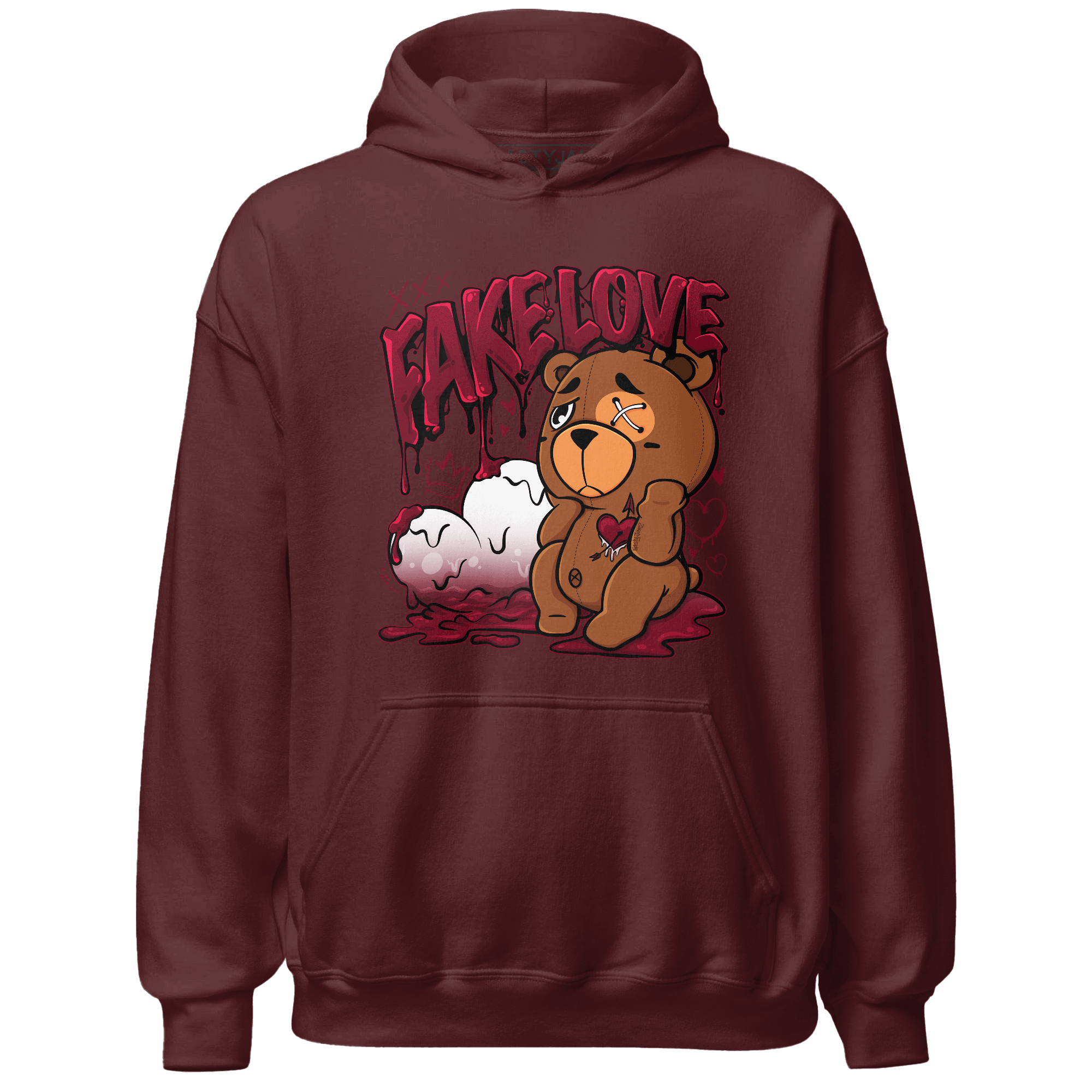 High White Team Red 1s Hoodie Match Fake Love BER - NastyJamz