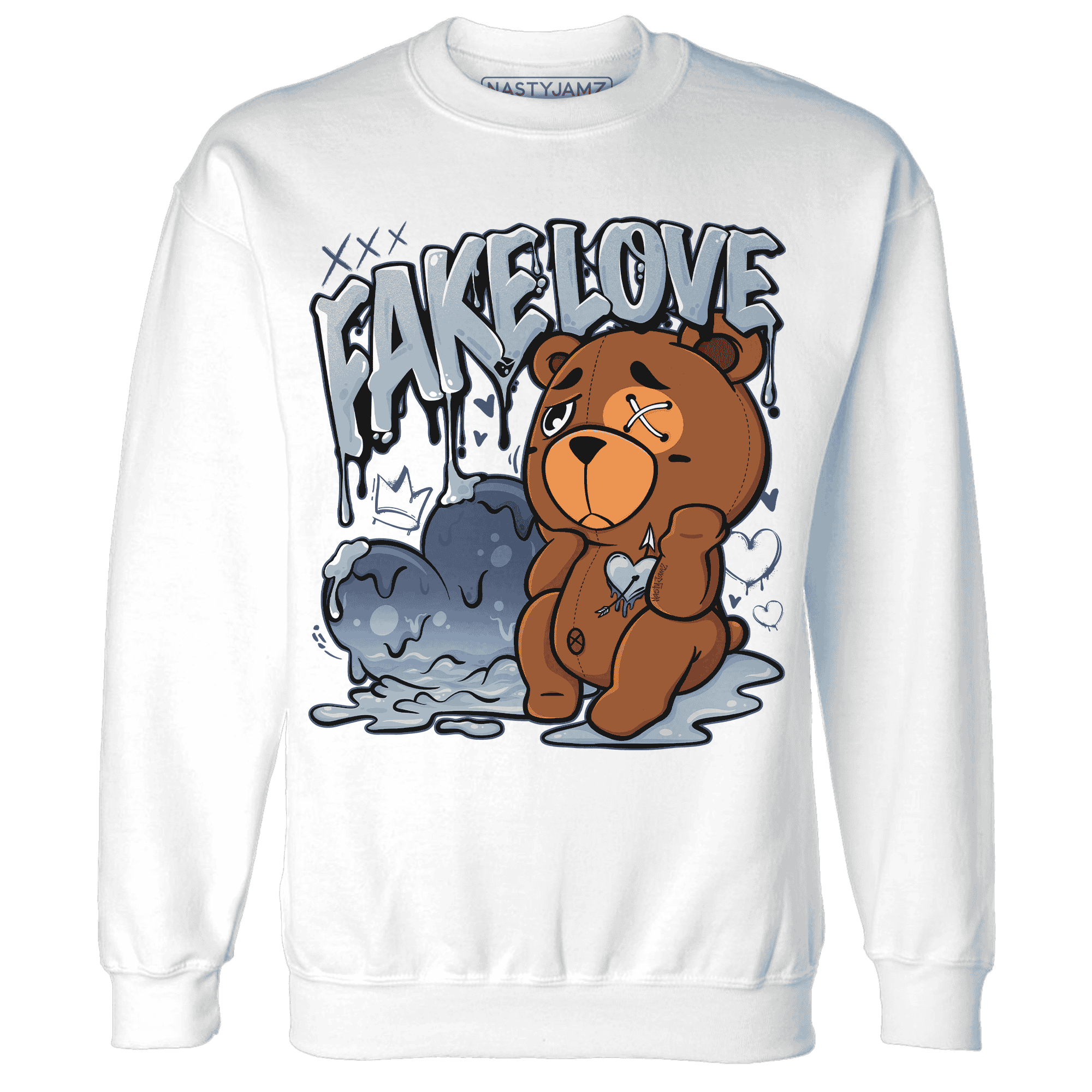 Mid Diffused Blue Grey 1s Sweatshirt Match Fake Love BER - NastyJamz