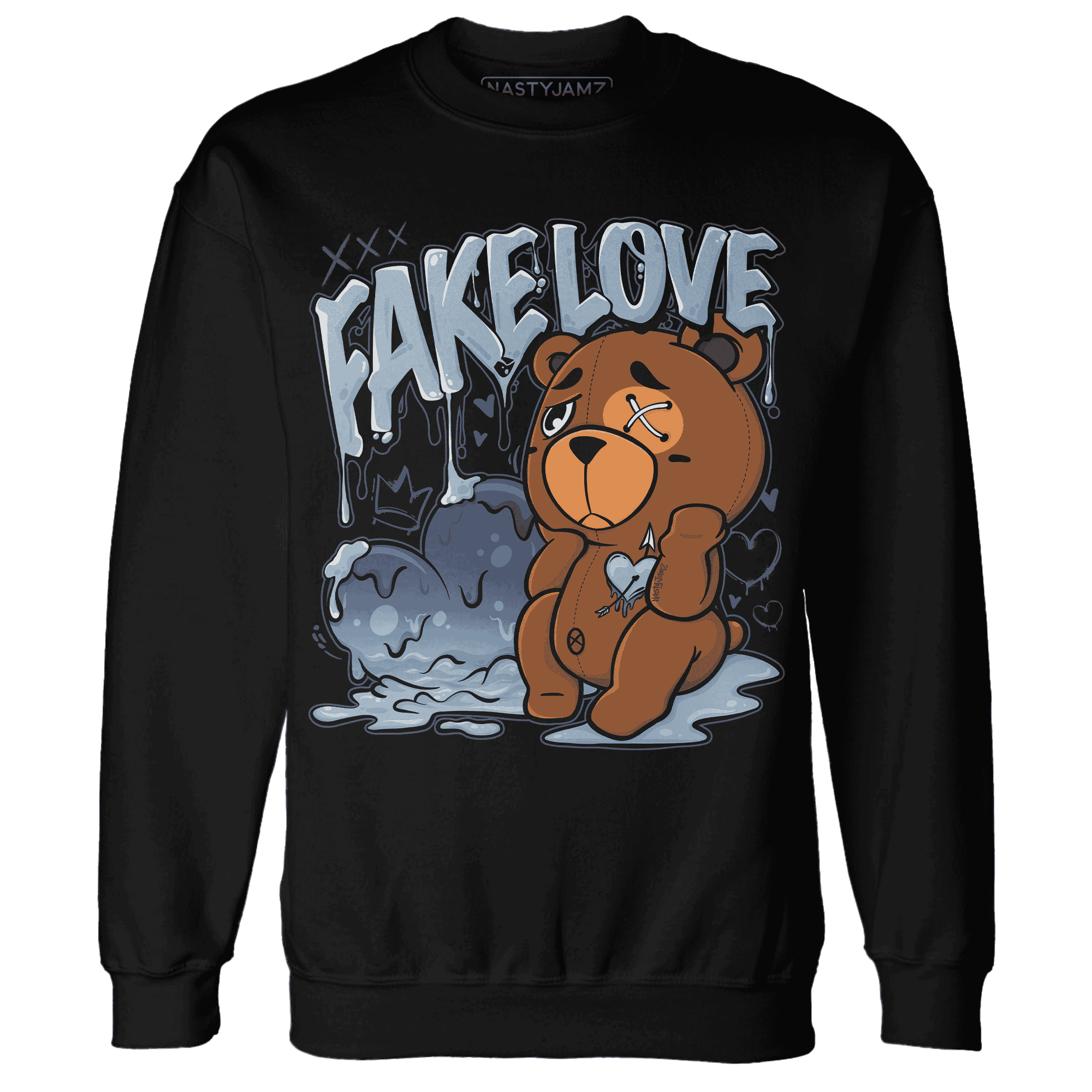 Mid Diffused Blue Grey 1s Sweatshirt Match Fake Love BER - NastyJamz