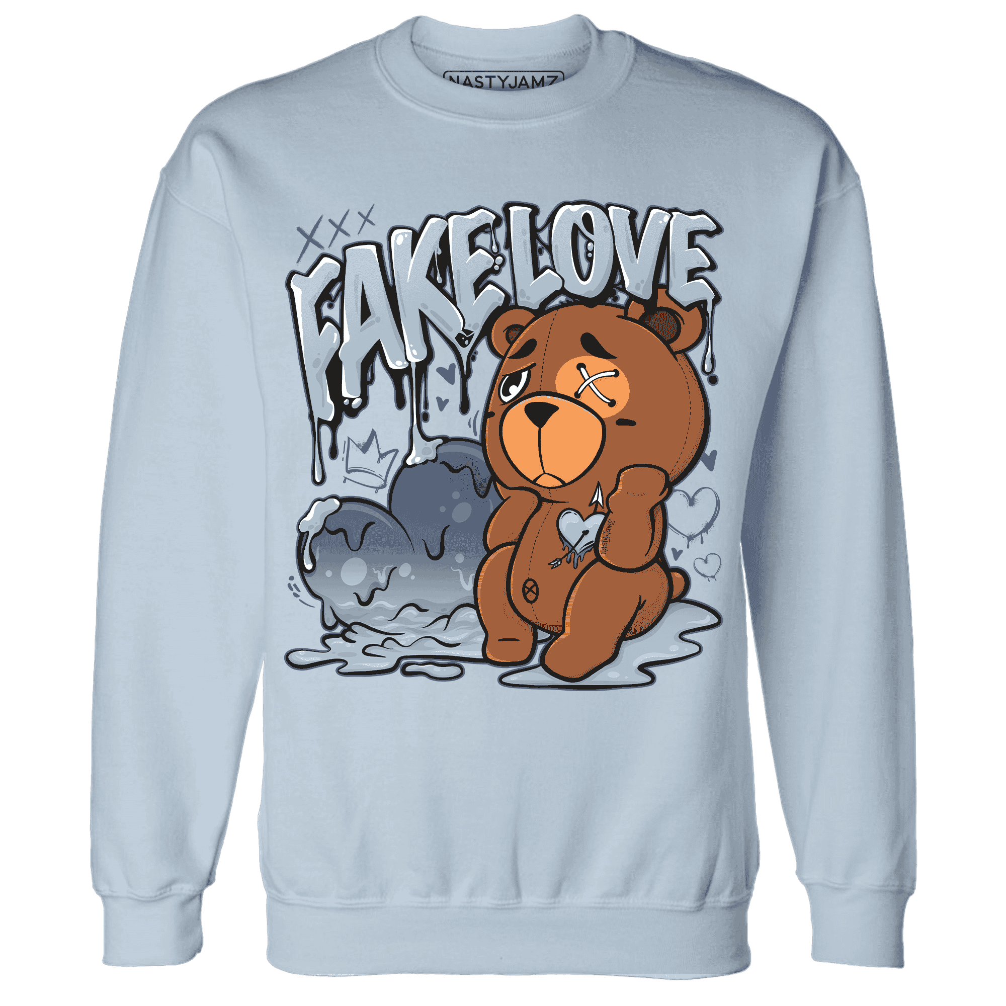 Mid Diffused Blue Grey 1s Sweatshirt Match Fake Love BER - NastyJamz
