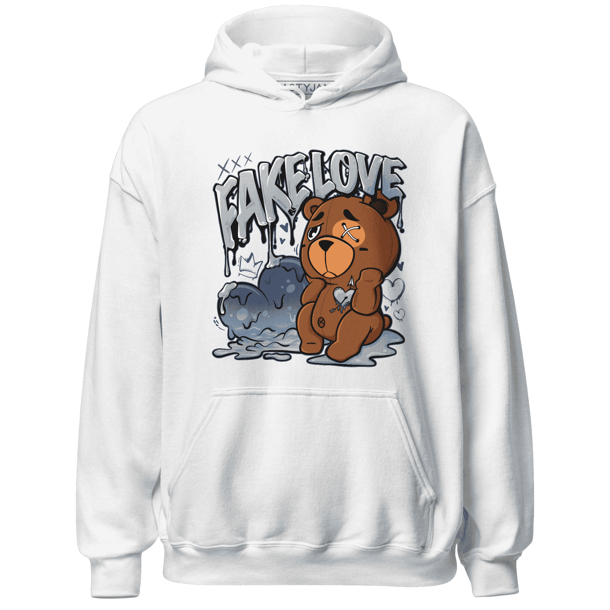 Mid Diffused Blue Grey 1s Hoodie Match Fake Love BER - NastyJamz