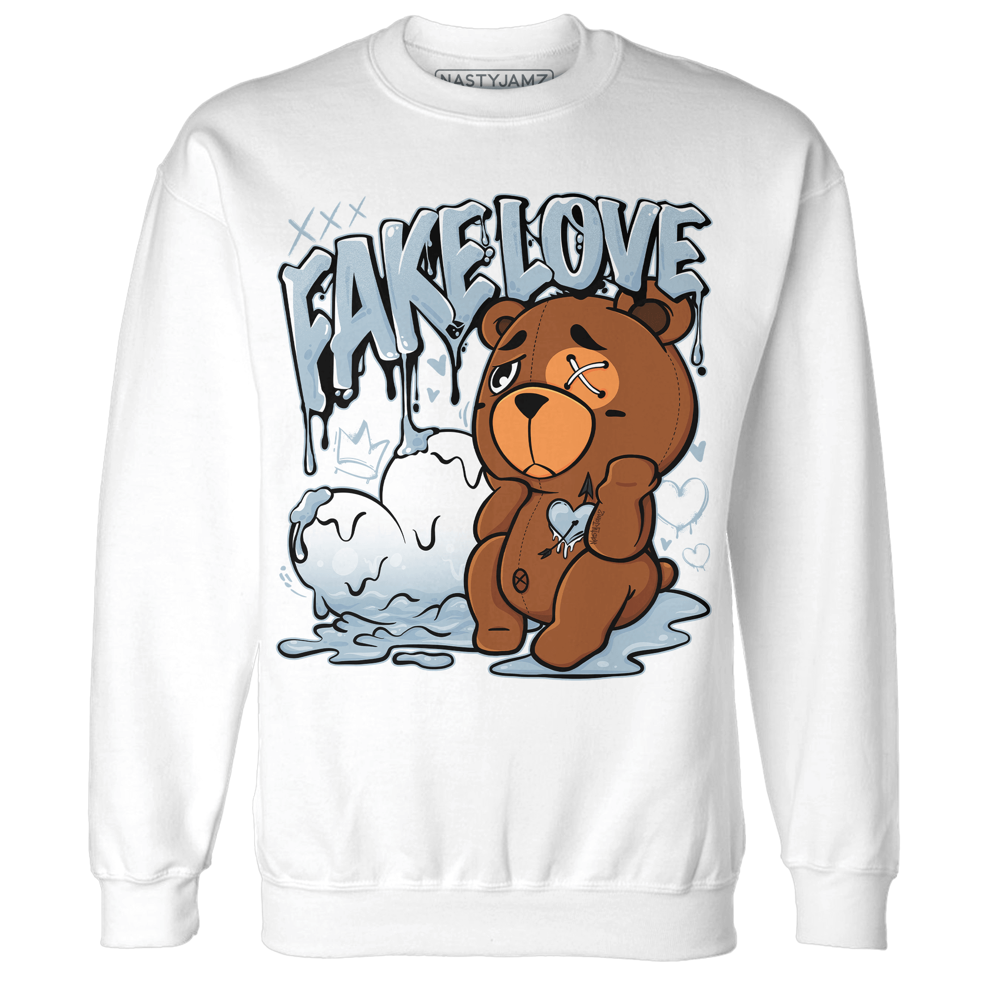 Blue Grey 13s Sweatshirt Match Fake Love BER - NastyJamz