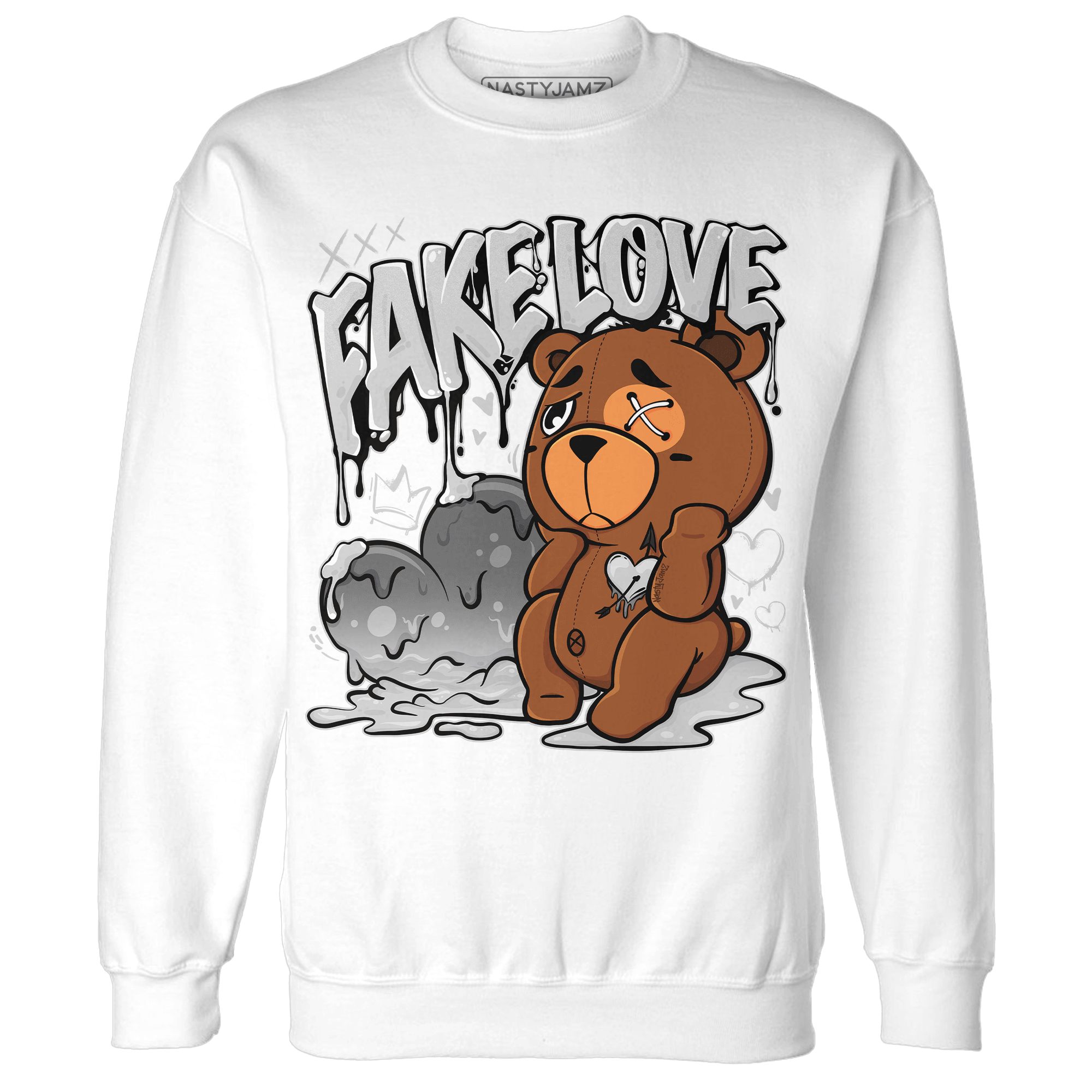 Retro High OG Black White 1s Sweatshirt Match Fake Love BER - NastyJamz