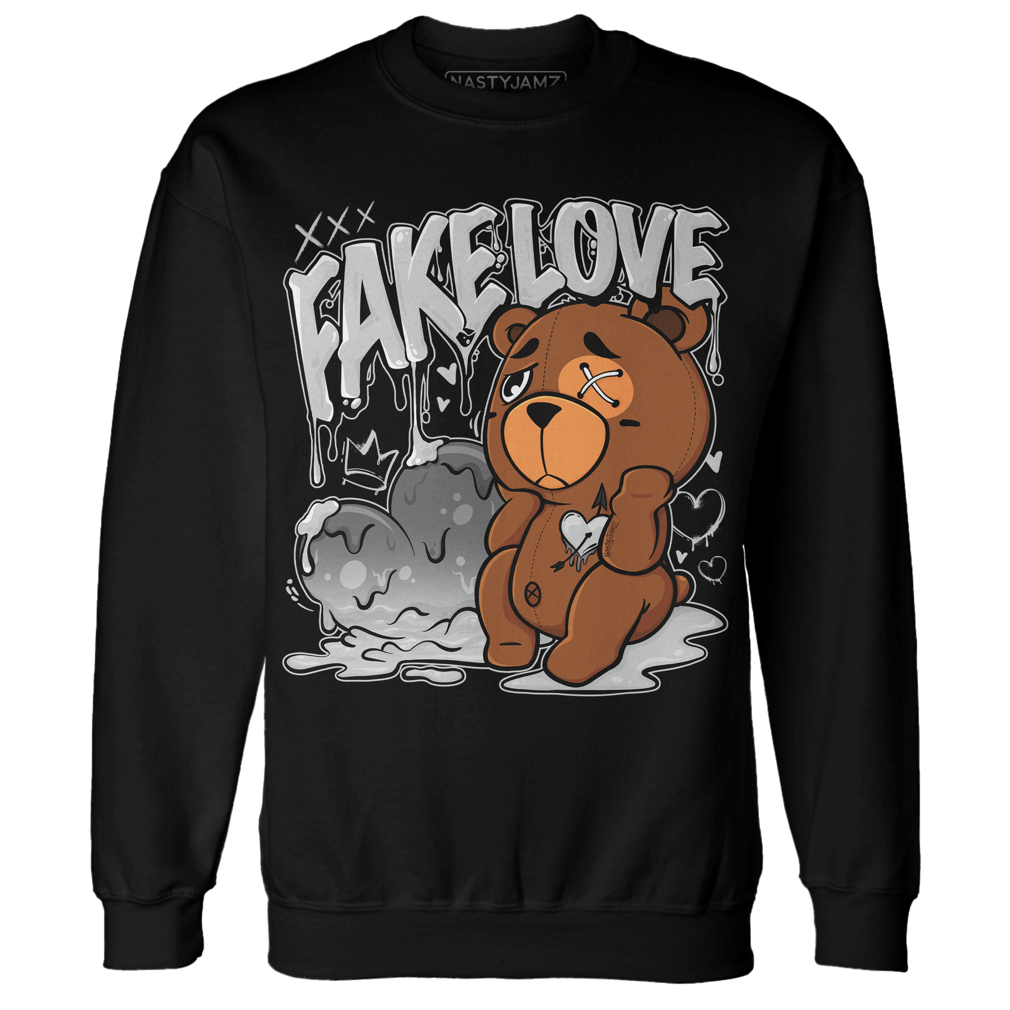 Retro High OG Black White 1s Sweatshirt Match Fake Love BER - NastyJamz