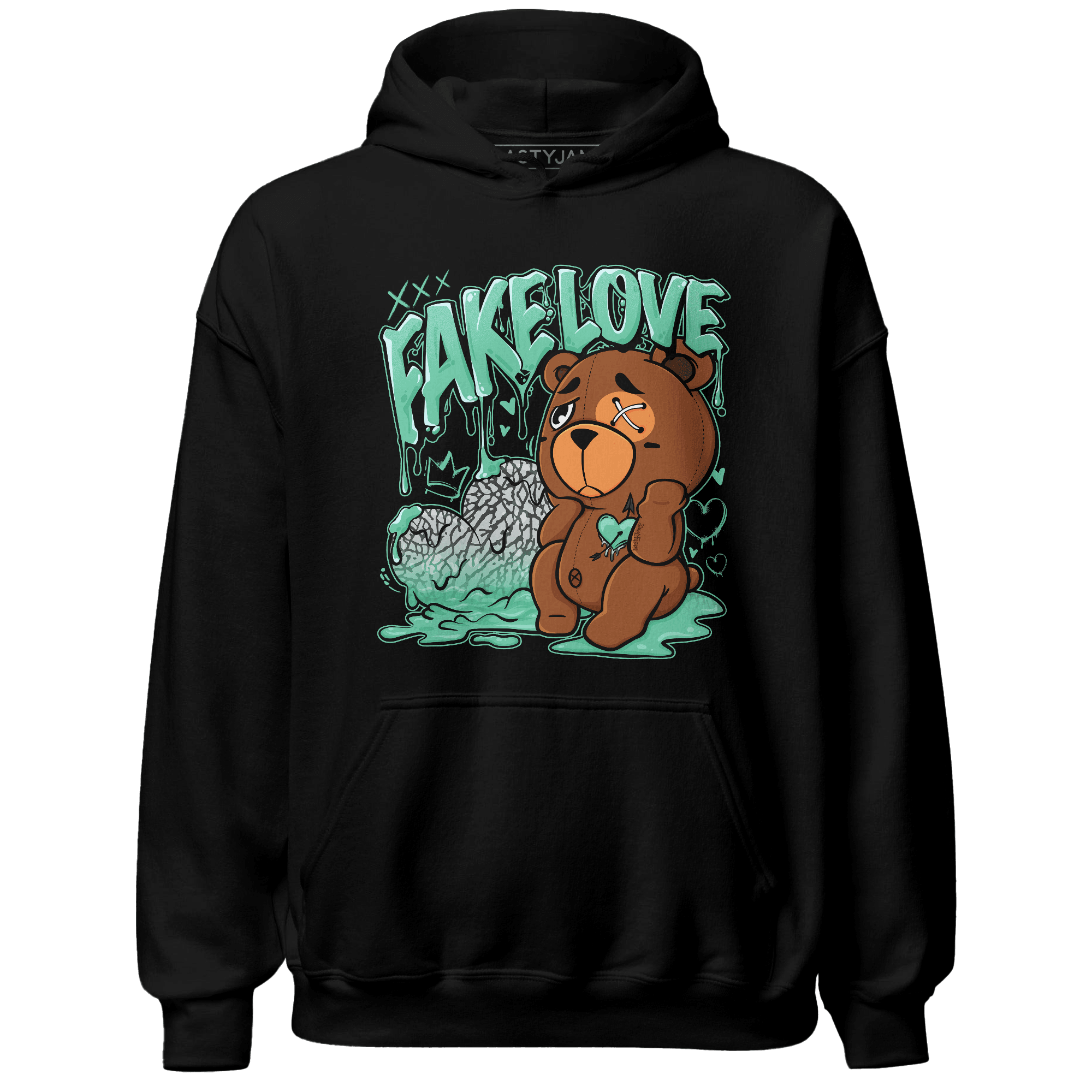 Green Glow 3s Hoodie Match Fake Love BER - NastyJamz