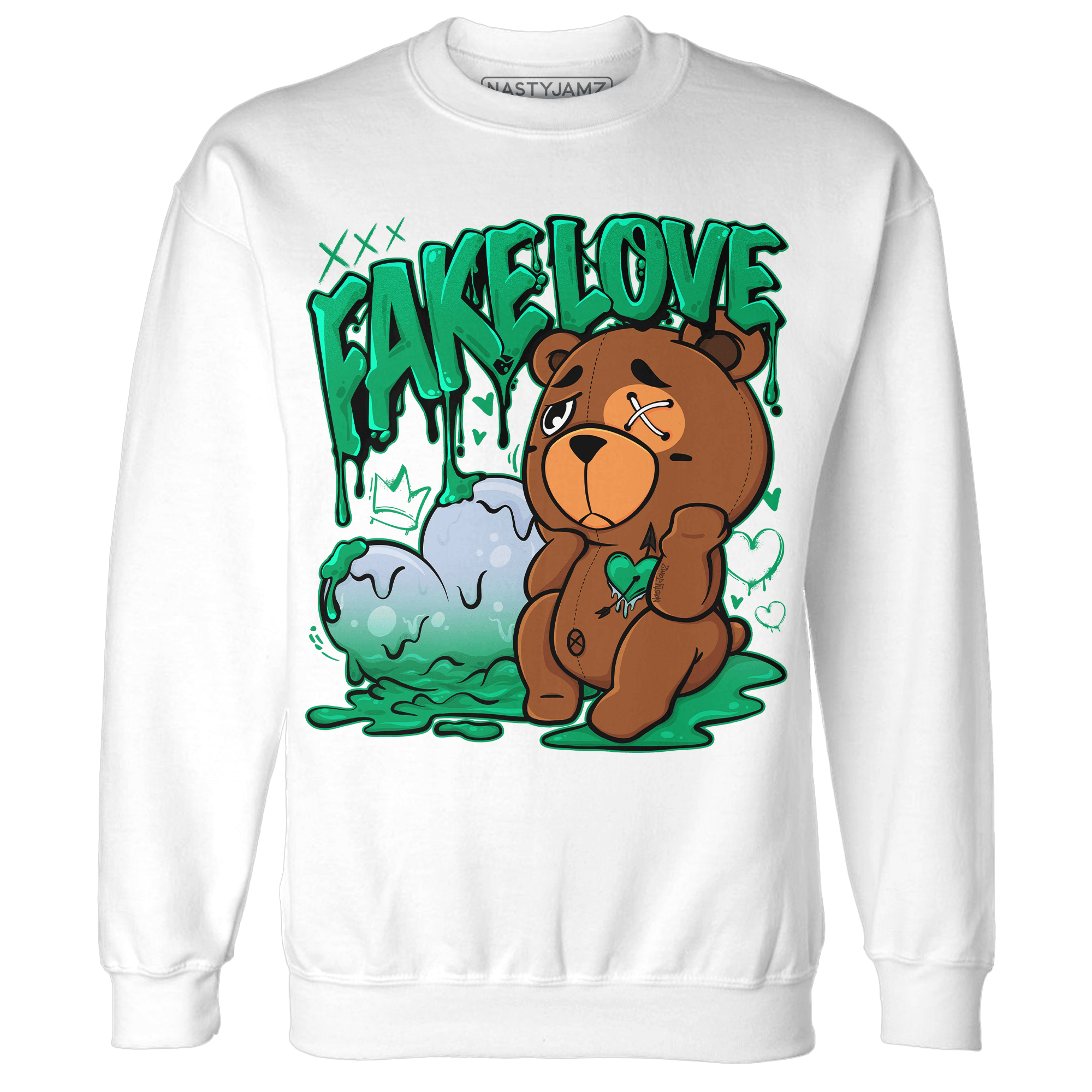 Lucky Green 5s Sweatshirt Match Fake Love BER - NastyJamz