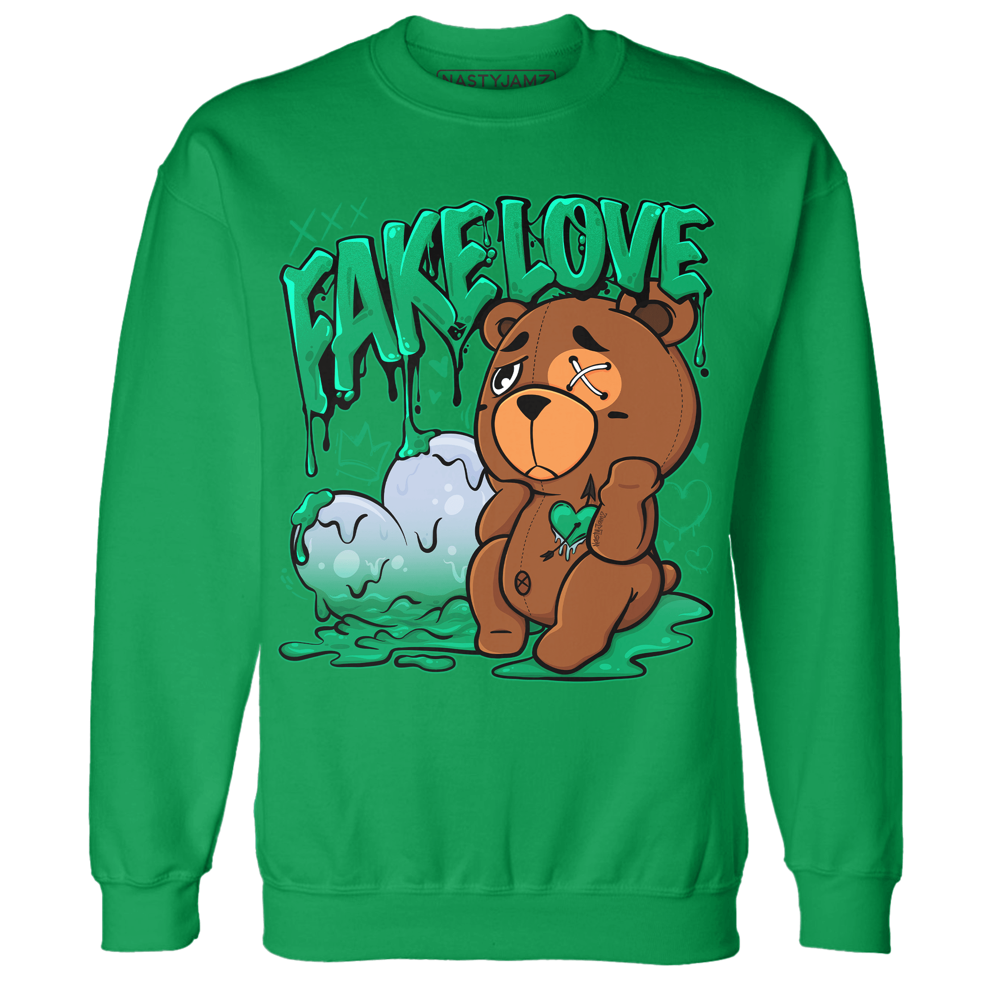 Lucky Green 5s Sweatshirt Match Fake Love BER - NastyJamz