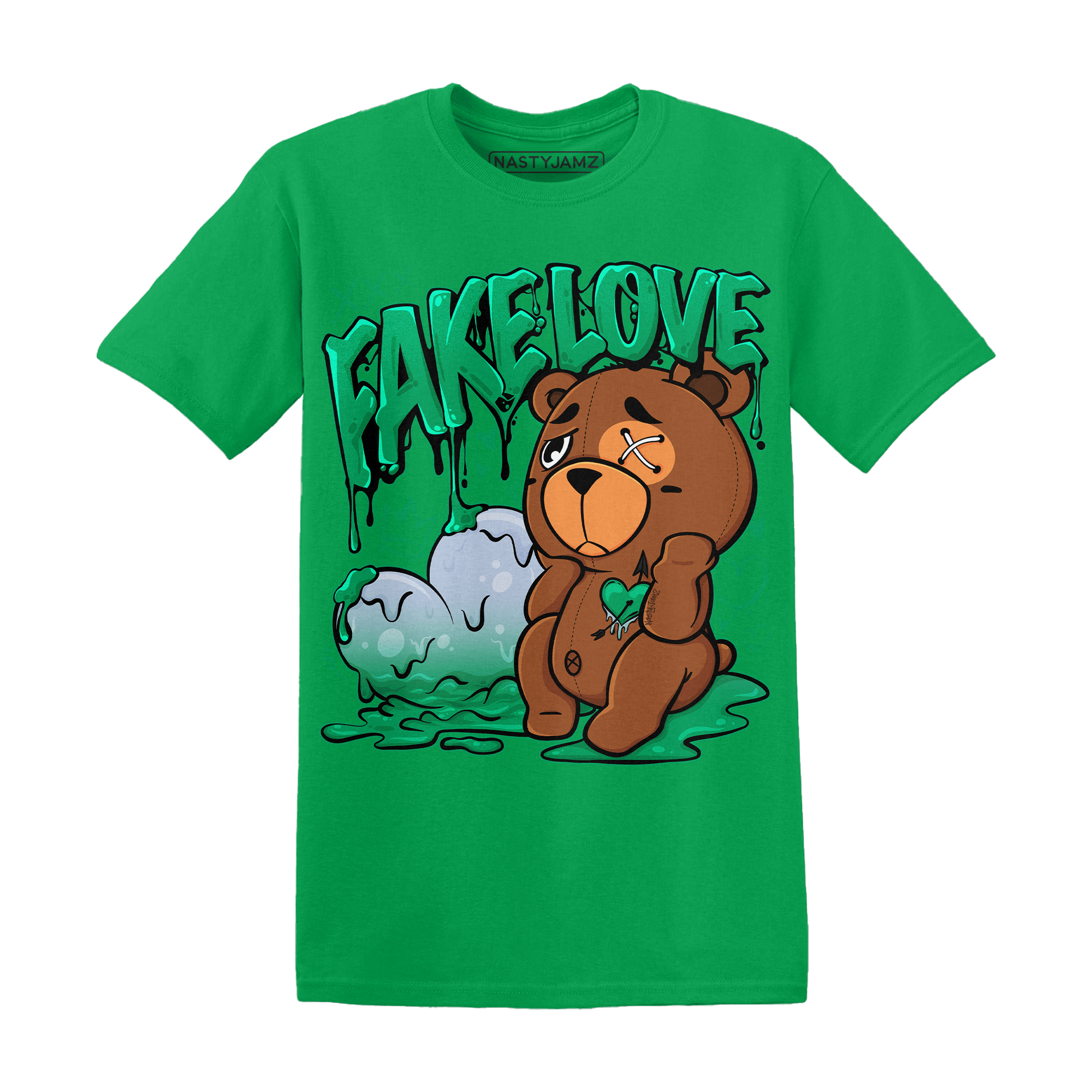 Lucky Green 5s T Shirt Match Fake Love BER - NastyJamz