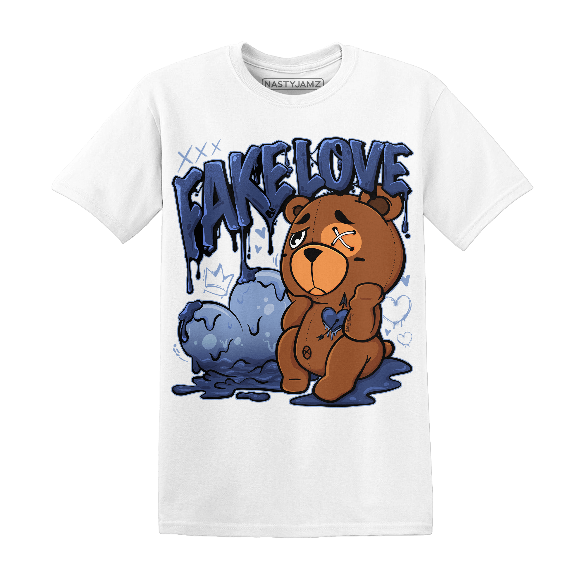 Midnight Navy 5s T Shirt Match Fake Love BER - NastyJamz