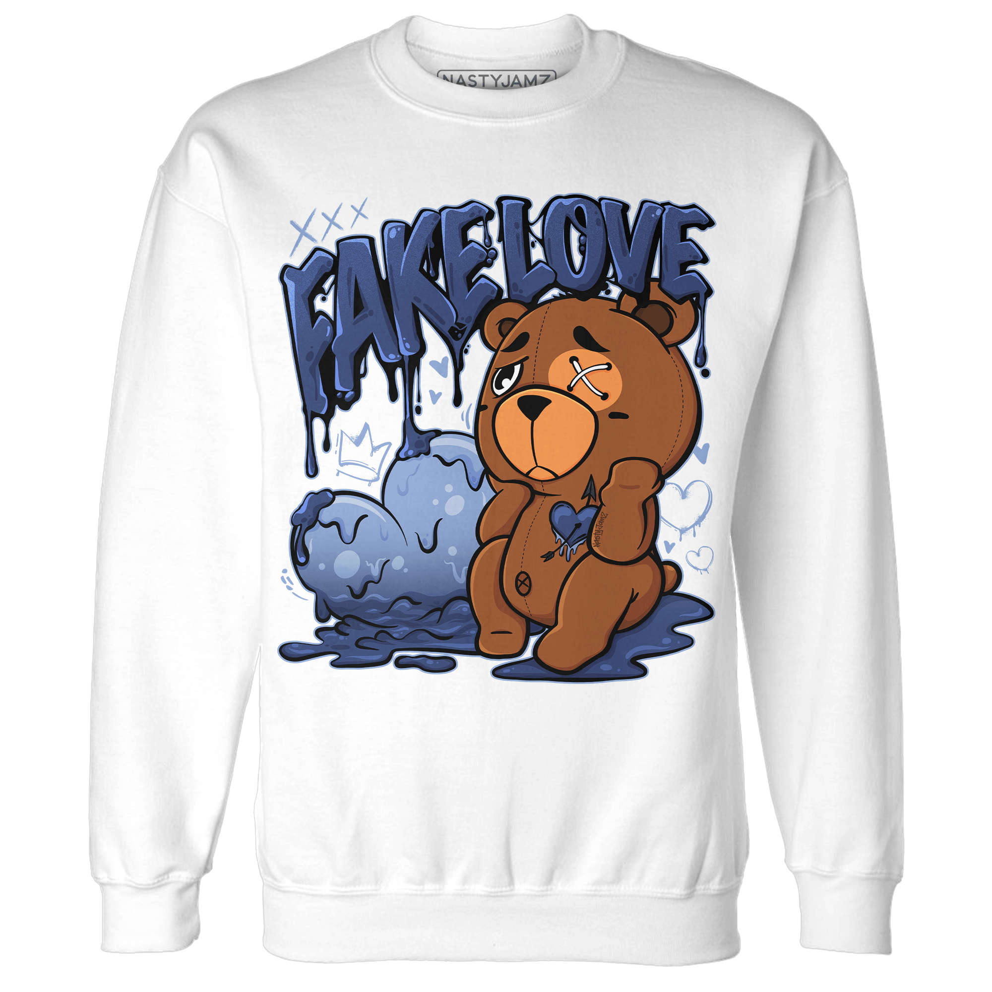 Midnight Navy 5s Sweatshirt Match Fake Love BER - NastyJamz
