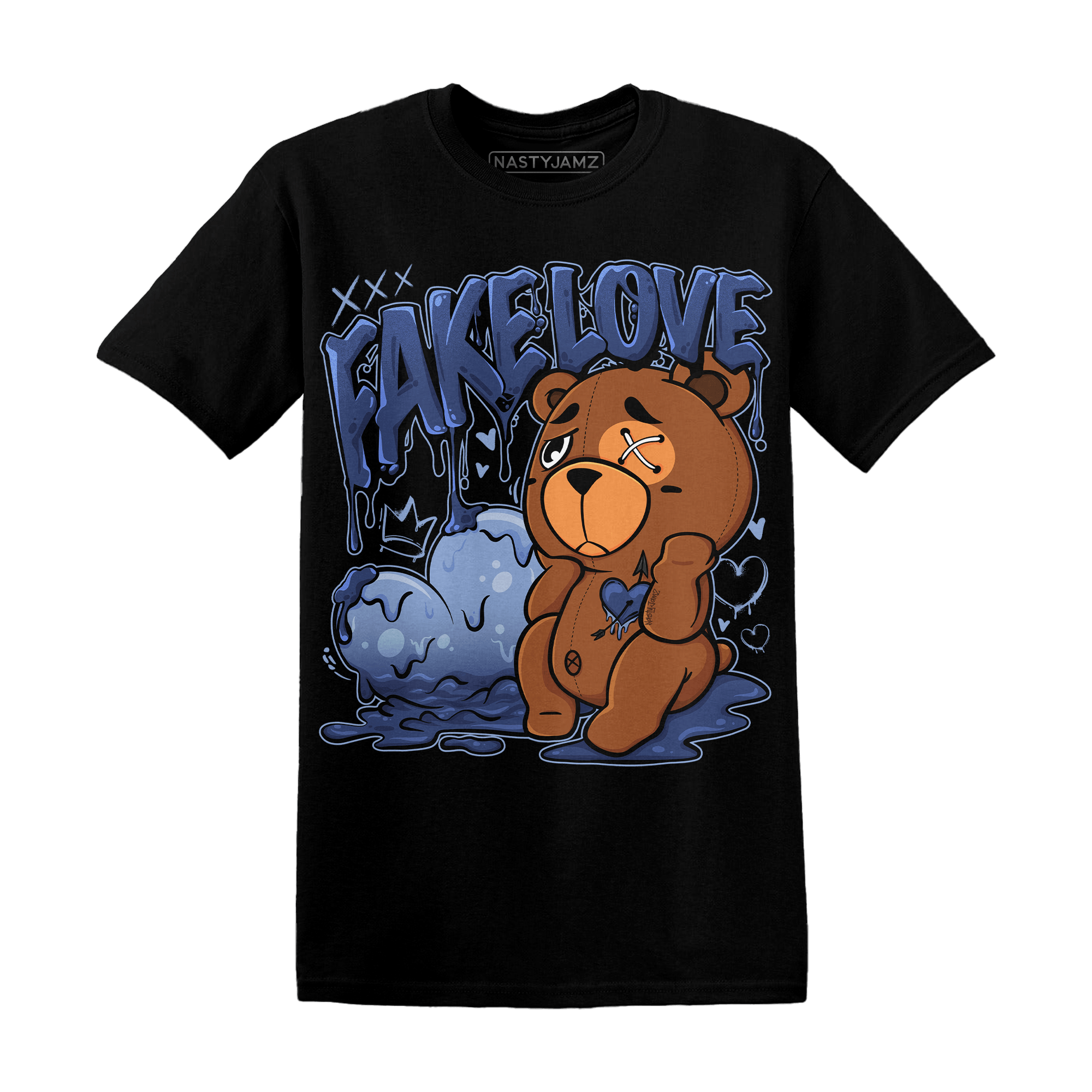 Midnight Navy 5s T Shirt Match Fake Love BER - NastyJamz
