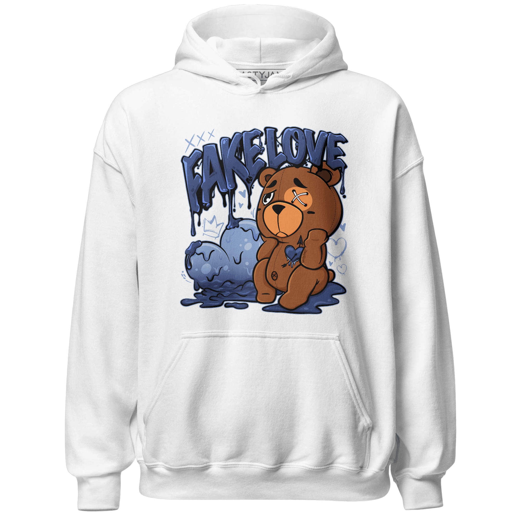 Midnight Navy 5s Hoodie Match Fake Love BER - NastyJamz