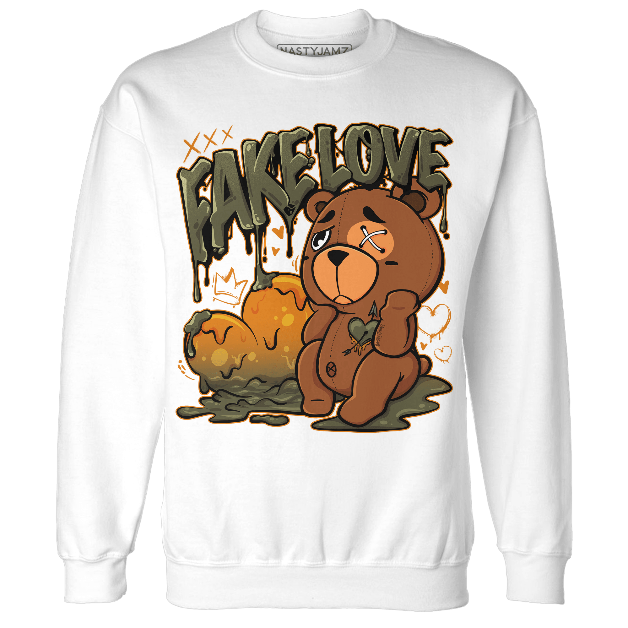 Olive 5s Sweatshirt Match Fake Love BER - NastyJamz