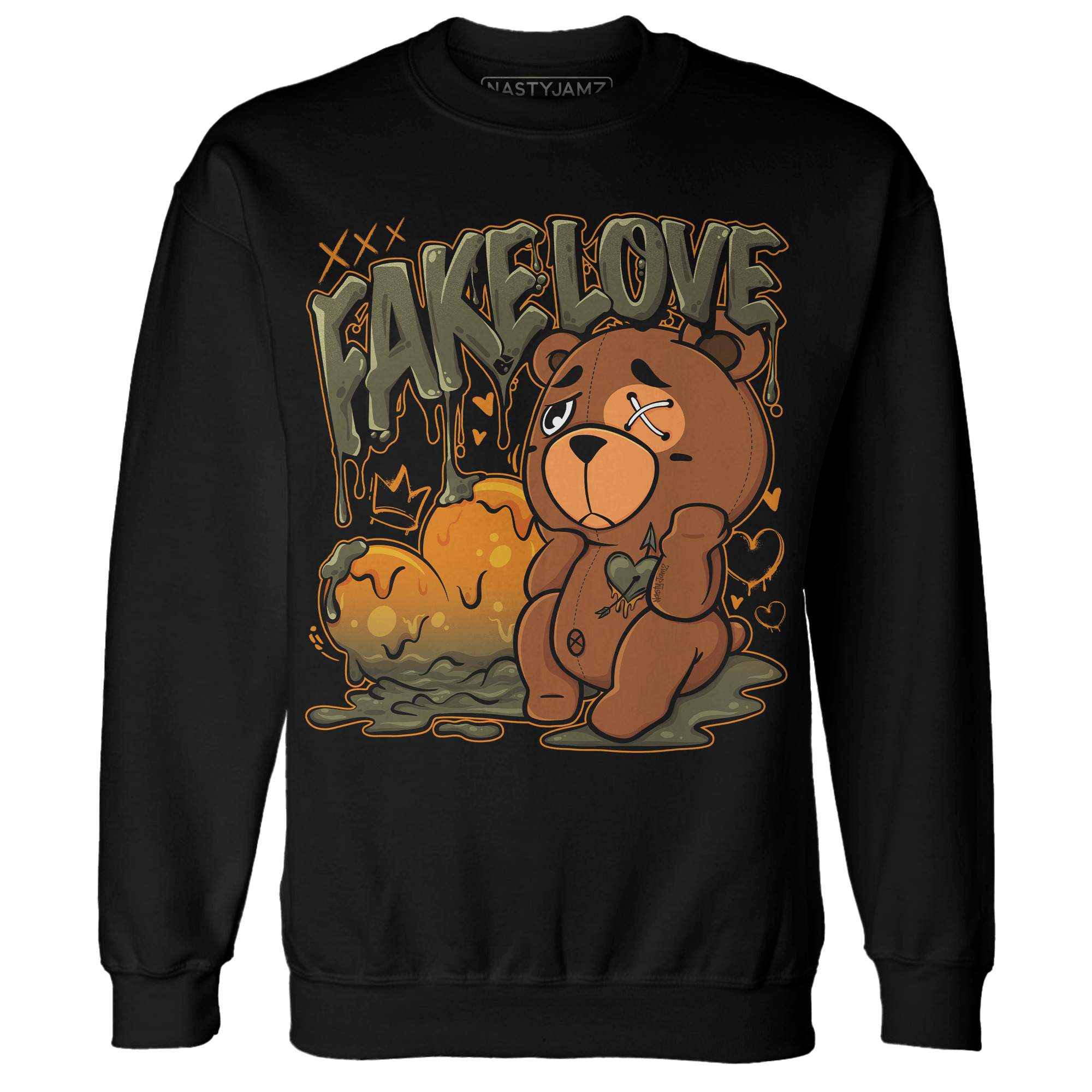 Olive 5s Sweatshirt Match Fake Love BER - NastyJamz