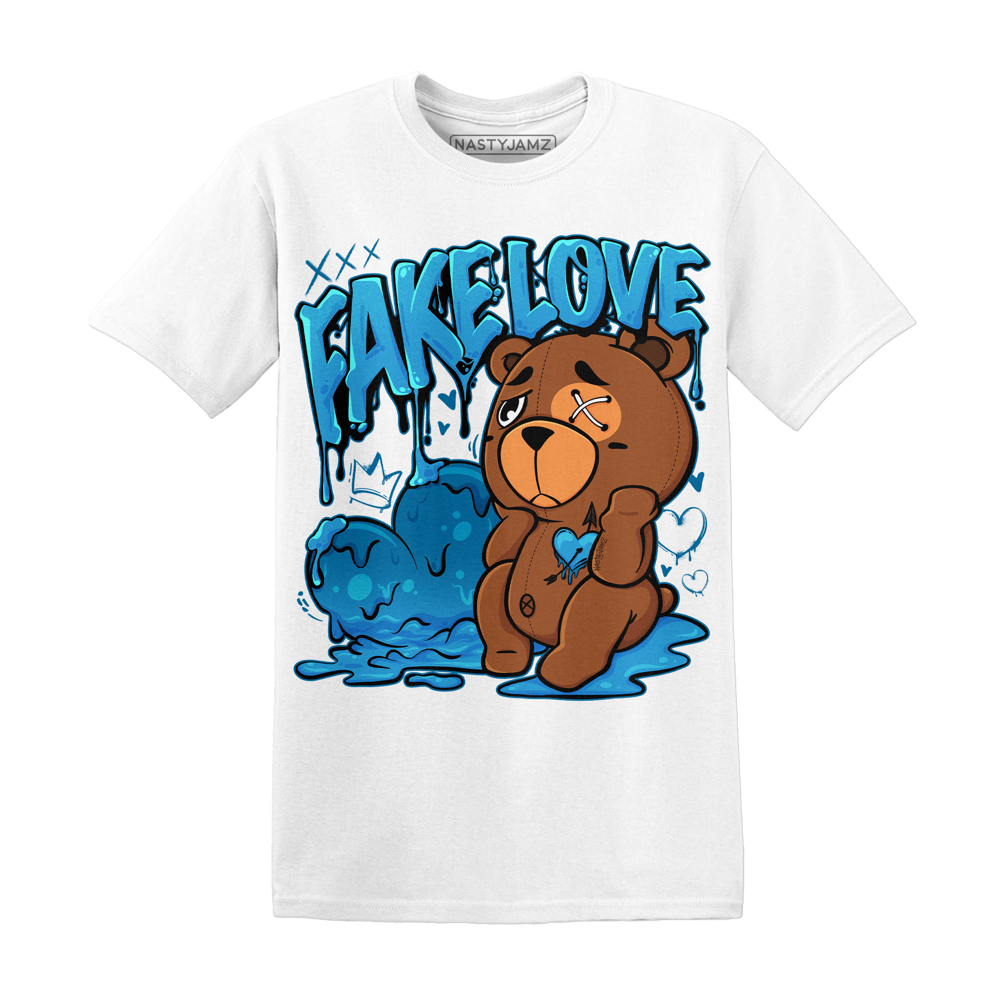Powder Blue 9s T Shirt Match Fake Love BER - NastyJamz