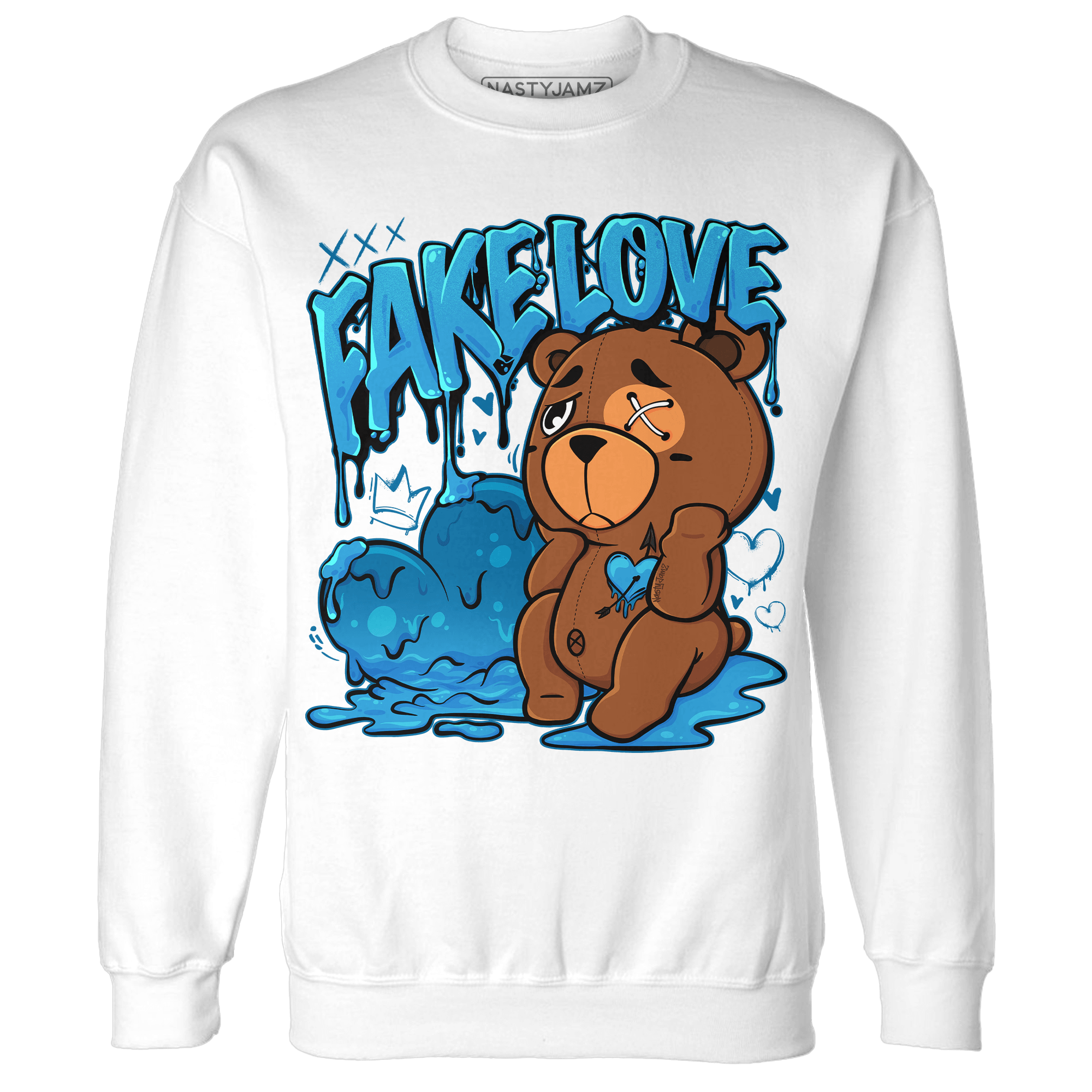 Powder Blue 9s Sweatshirt Match Fake Love BER - NastyJamz