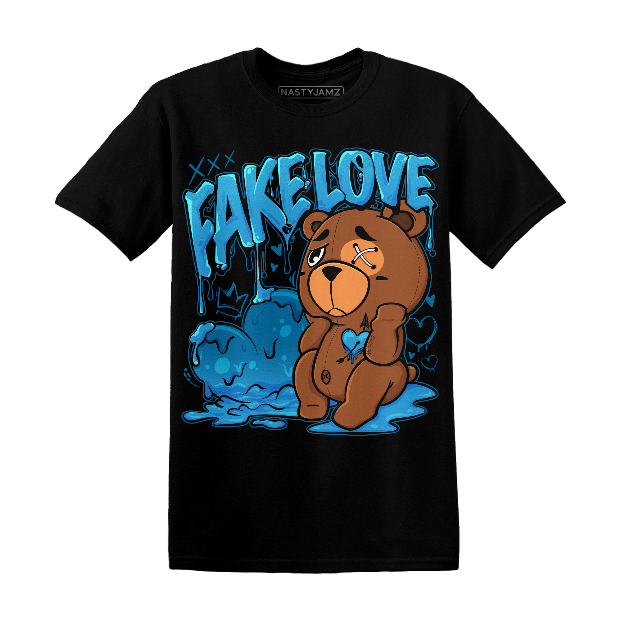 Powder Blue 9s T Shirt Match Fake Love BER - NastyJamz