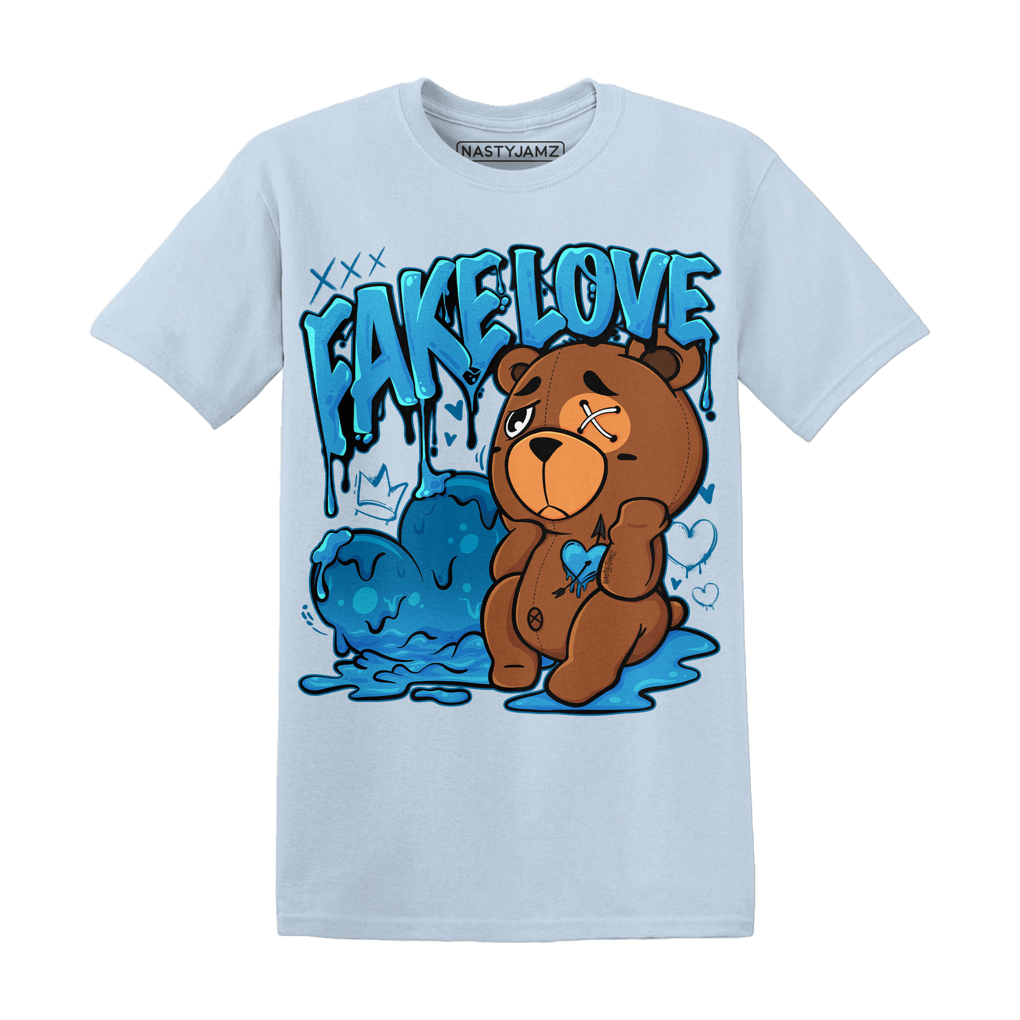 Powder Blue 9s T Shirt Match Fake Love BER - NastyJamz