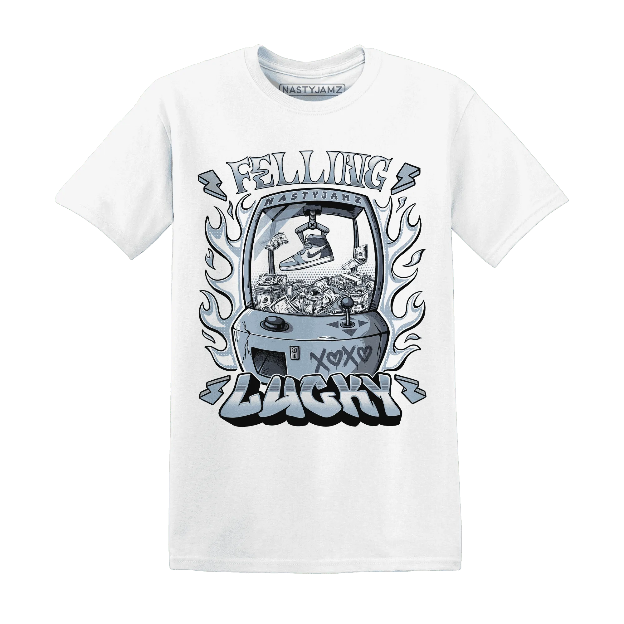 Mid-Diffused-Blue-Grey-1s-T-Shirt-Match-Feeling-Lucky