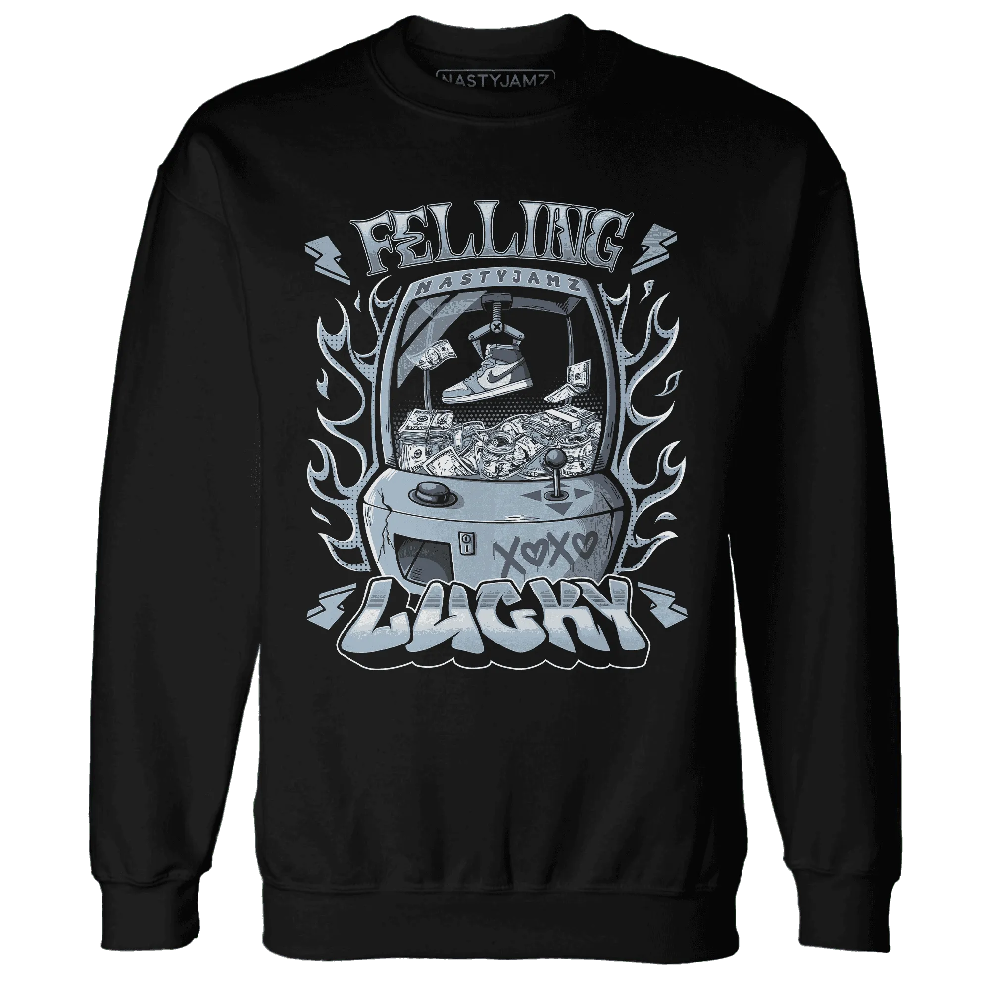 Mid-Diffused-Blue-Grey-1s-Sweatshirt-Match-Feeling-Lucky