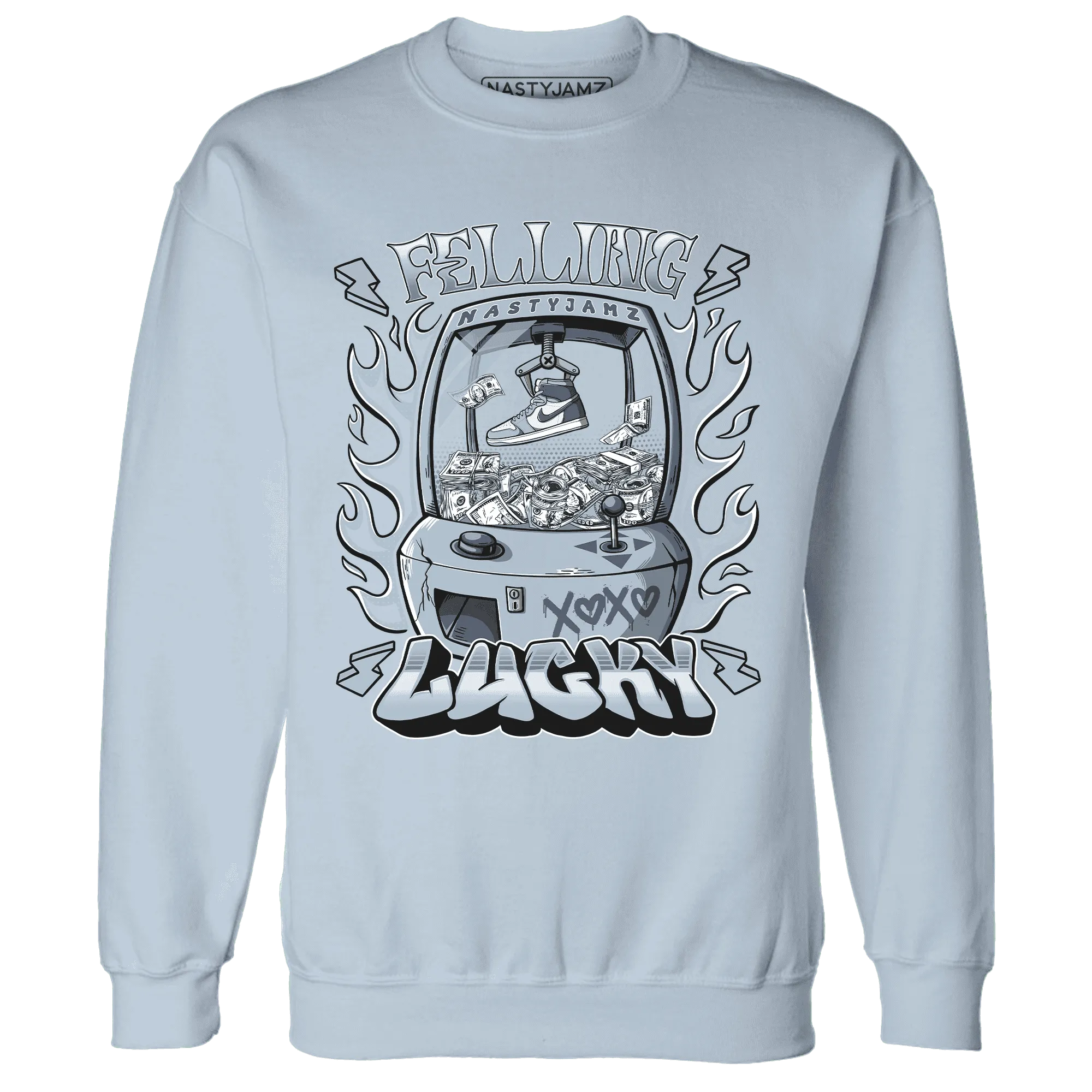 Mid-Diffused-Blue-Grey-1s-Sweatshirt-Match-Feeling-Lucky