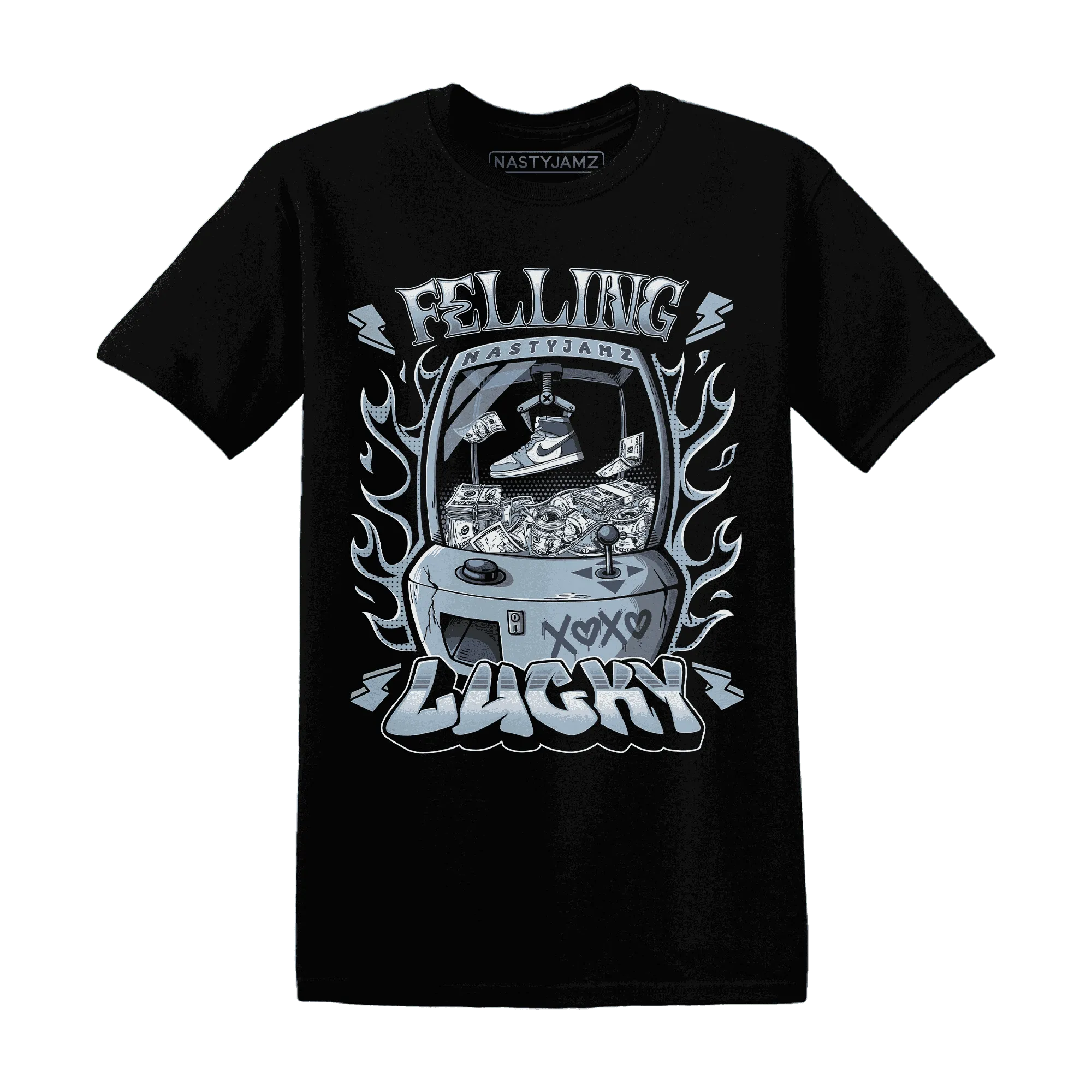 Mid-Diffused-Blue-Grey-1s-T-Shirt-Match-Feeling-Lucky