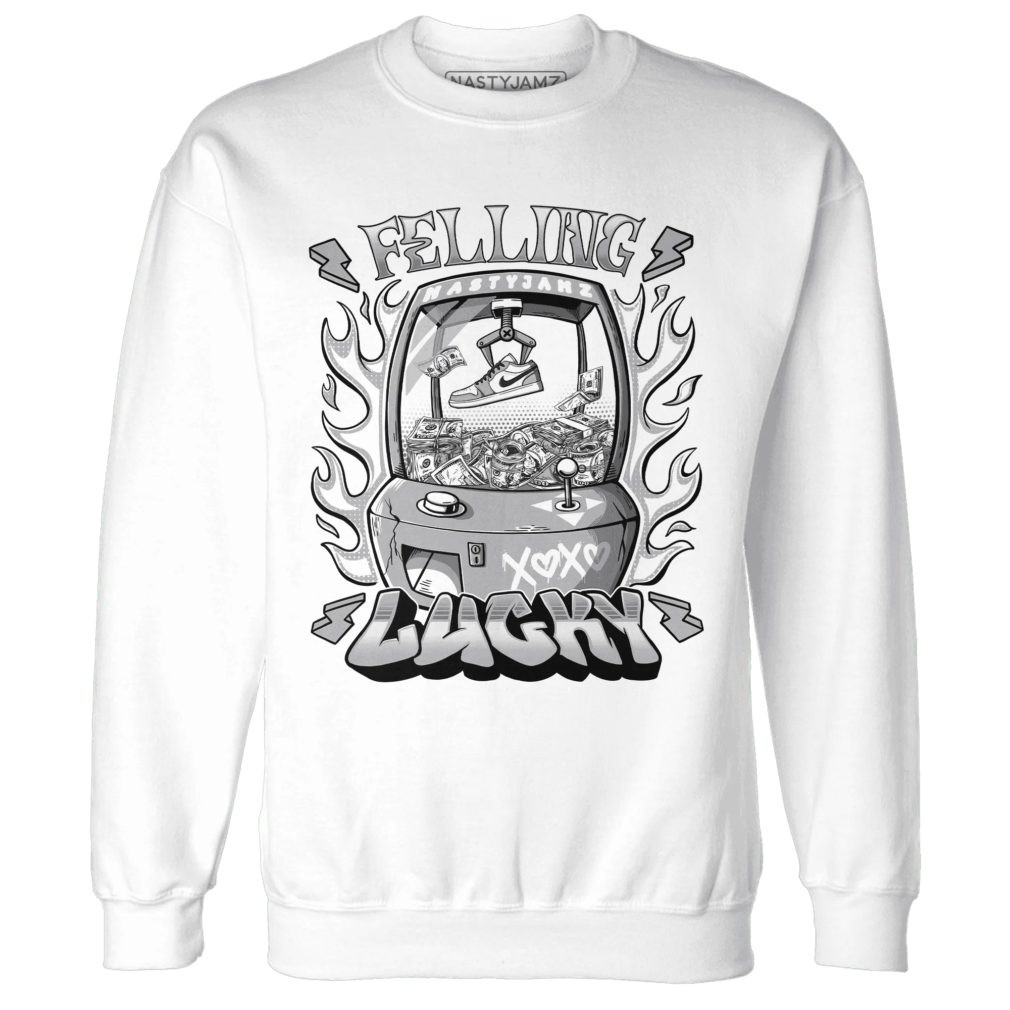 Wolf-Grey-1s-Sweatshirt-Match-Feeling-Lucky