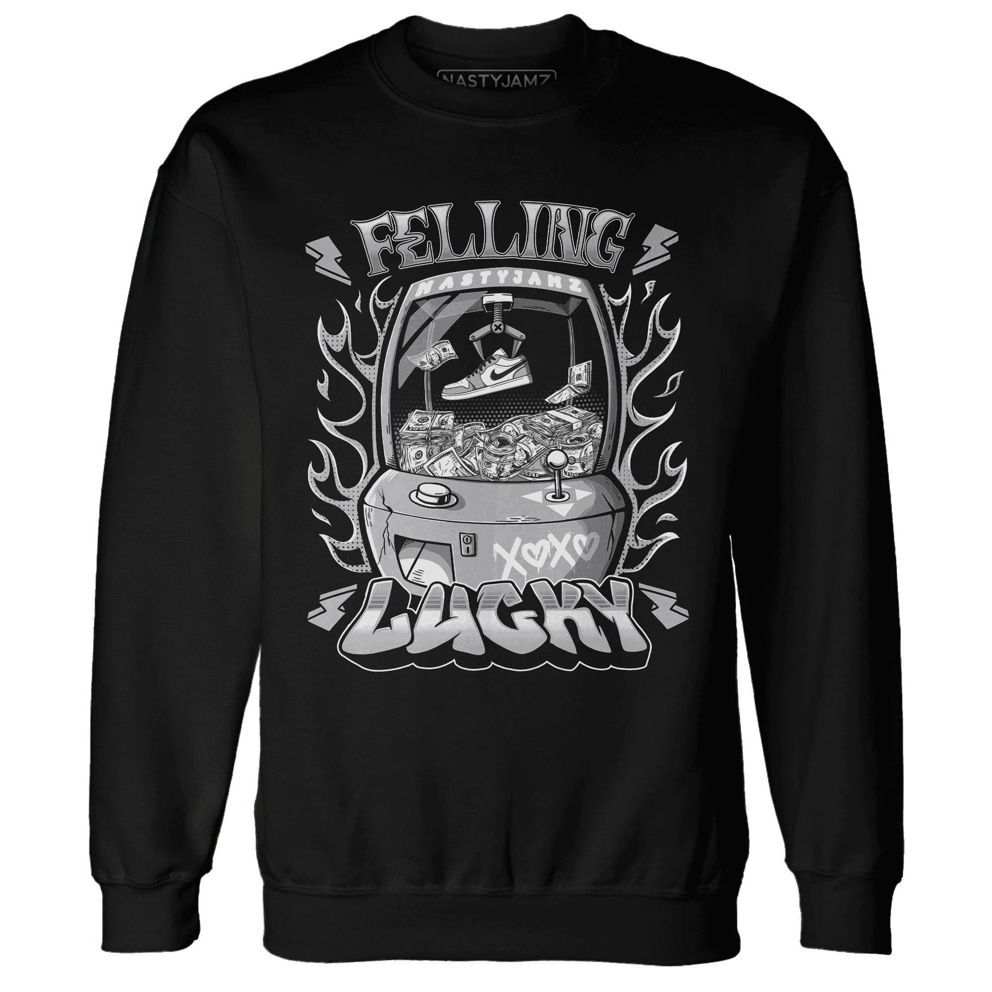 Wolf-Grey-1s-Sweatshirt-Match-Feeling-Lucky