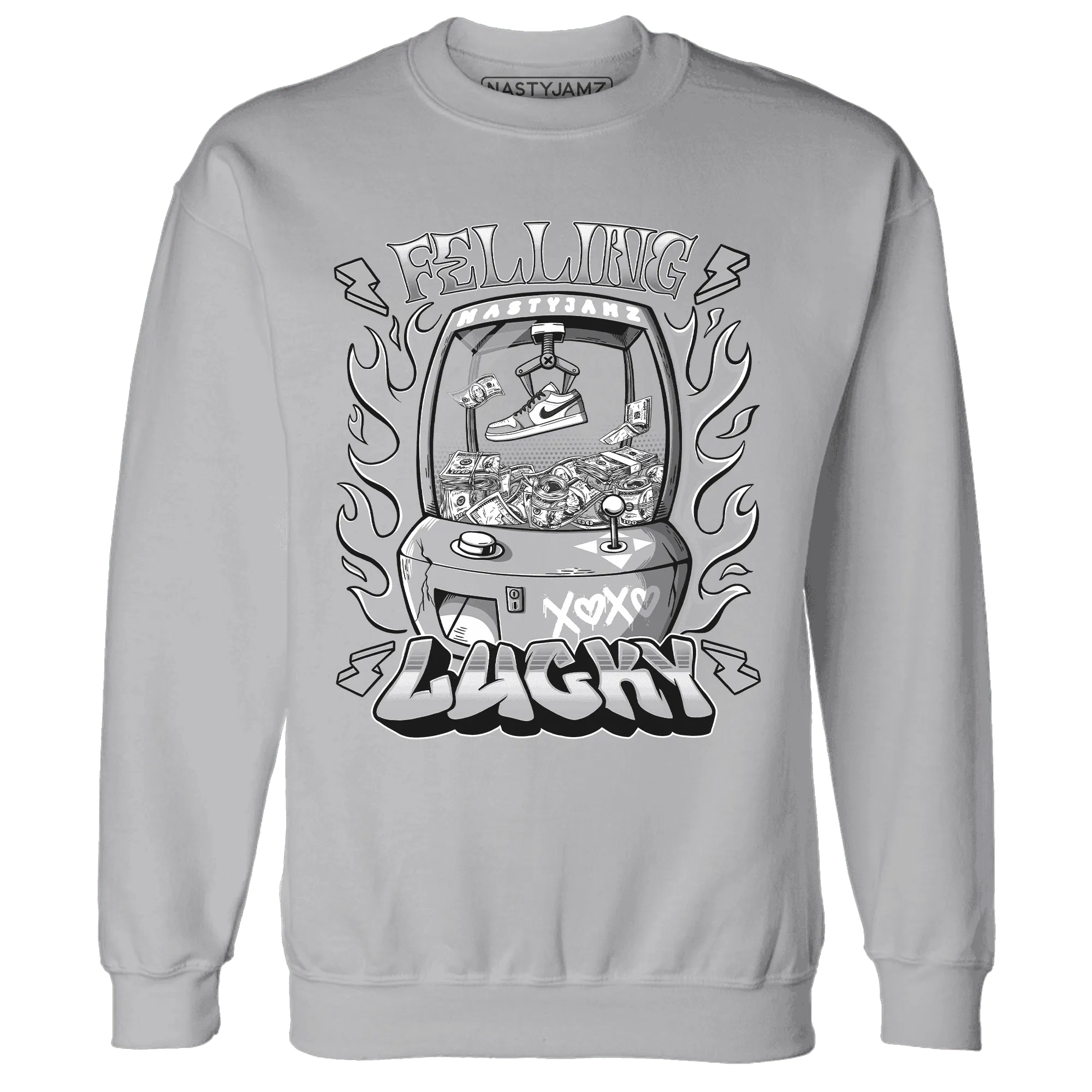 Wolf-Grey-1s-Sweatshirt-Match-Feeling-Lucky