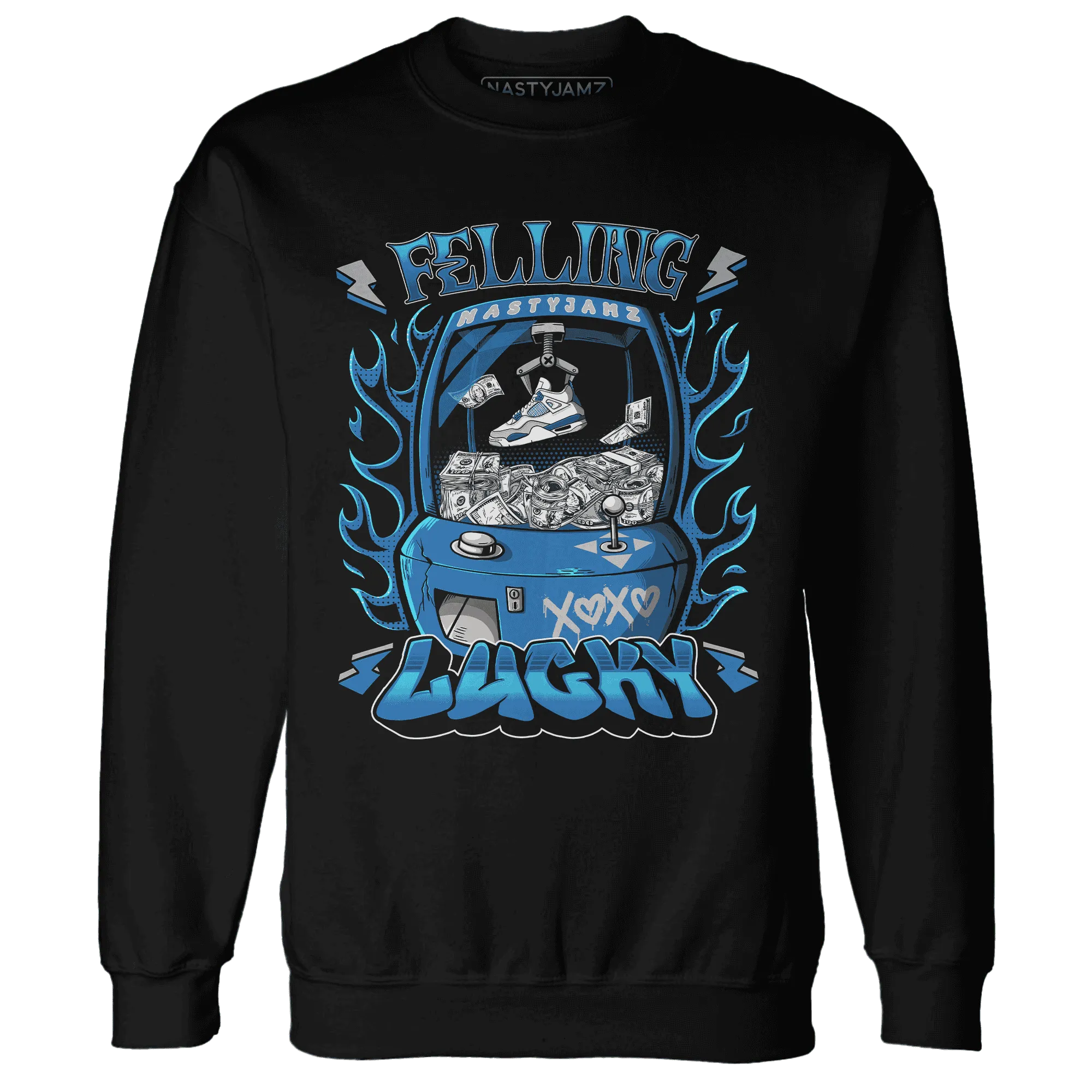 Industrial-Blue-4s-Sweatshirt-Match-Feeling-Lucky